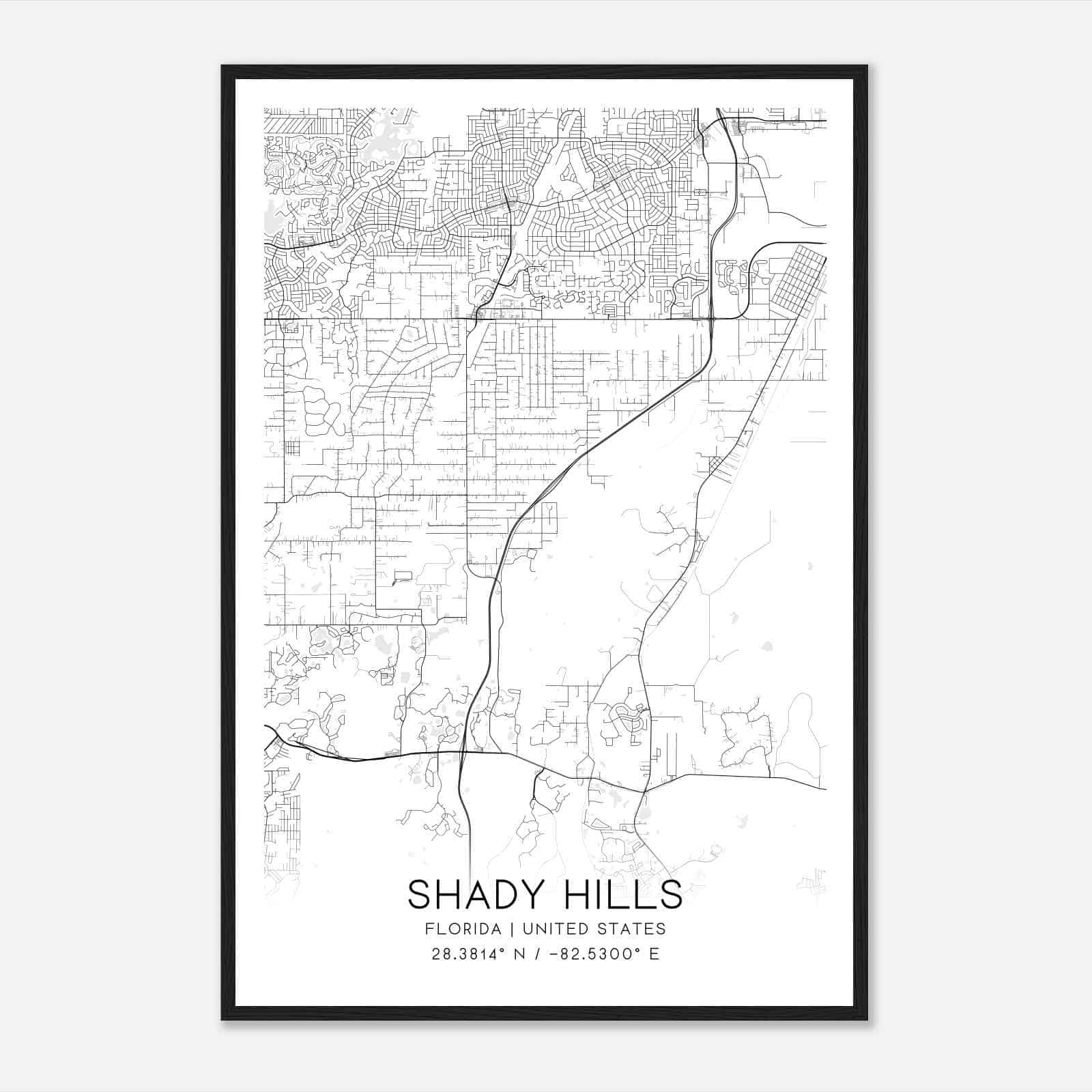 Shady Hills Florida Map Poster, Modern Home Decor Wall Art Print Shady Hills Florida Map Poster, Modern Home Decor Wall Art Print