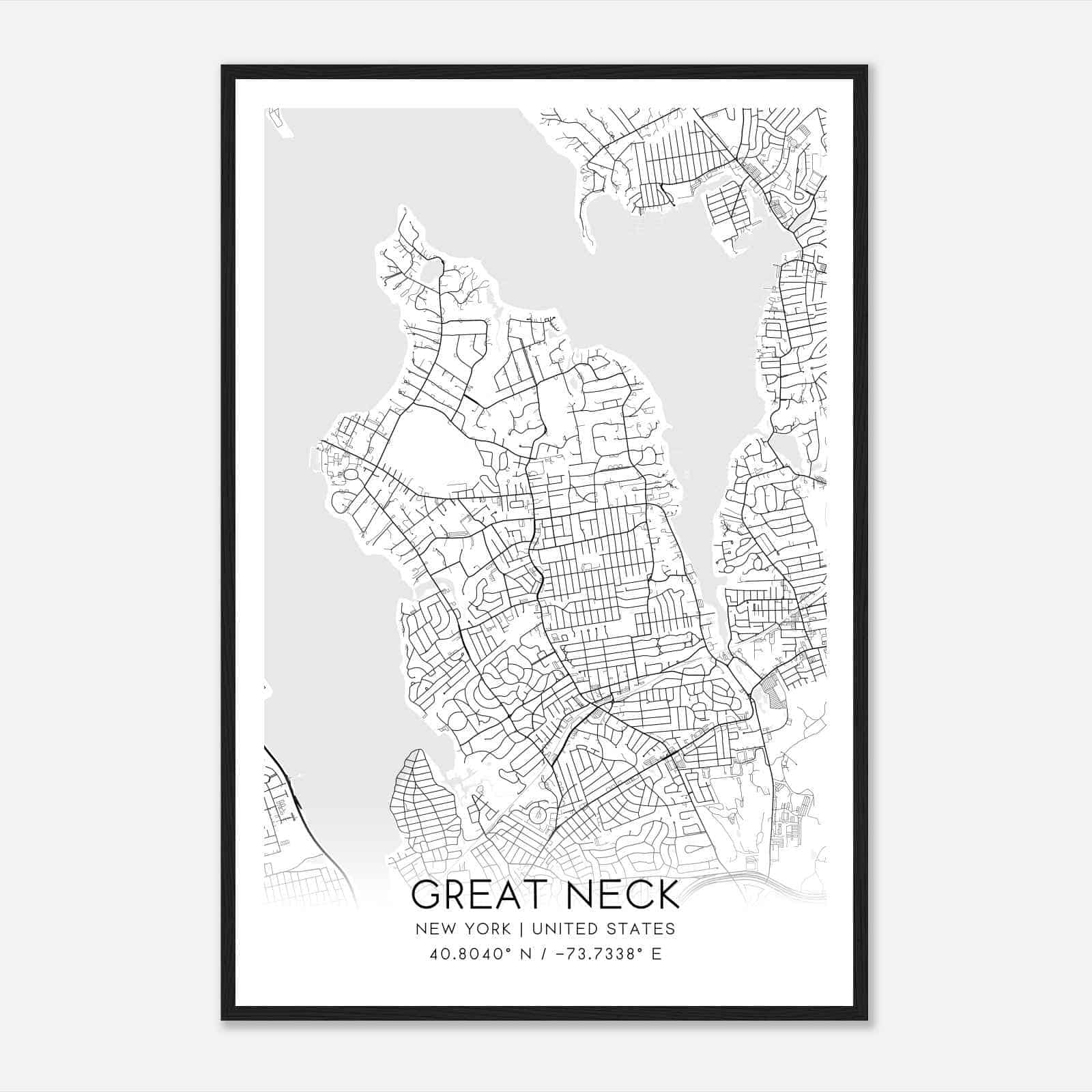 Great Neck New York Map Poster, Modern Home Decor Wall Art Print