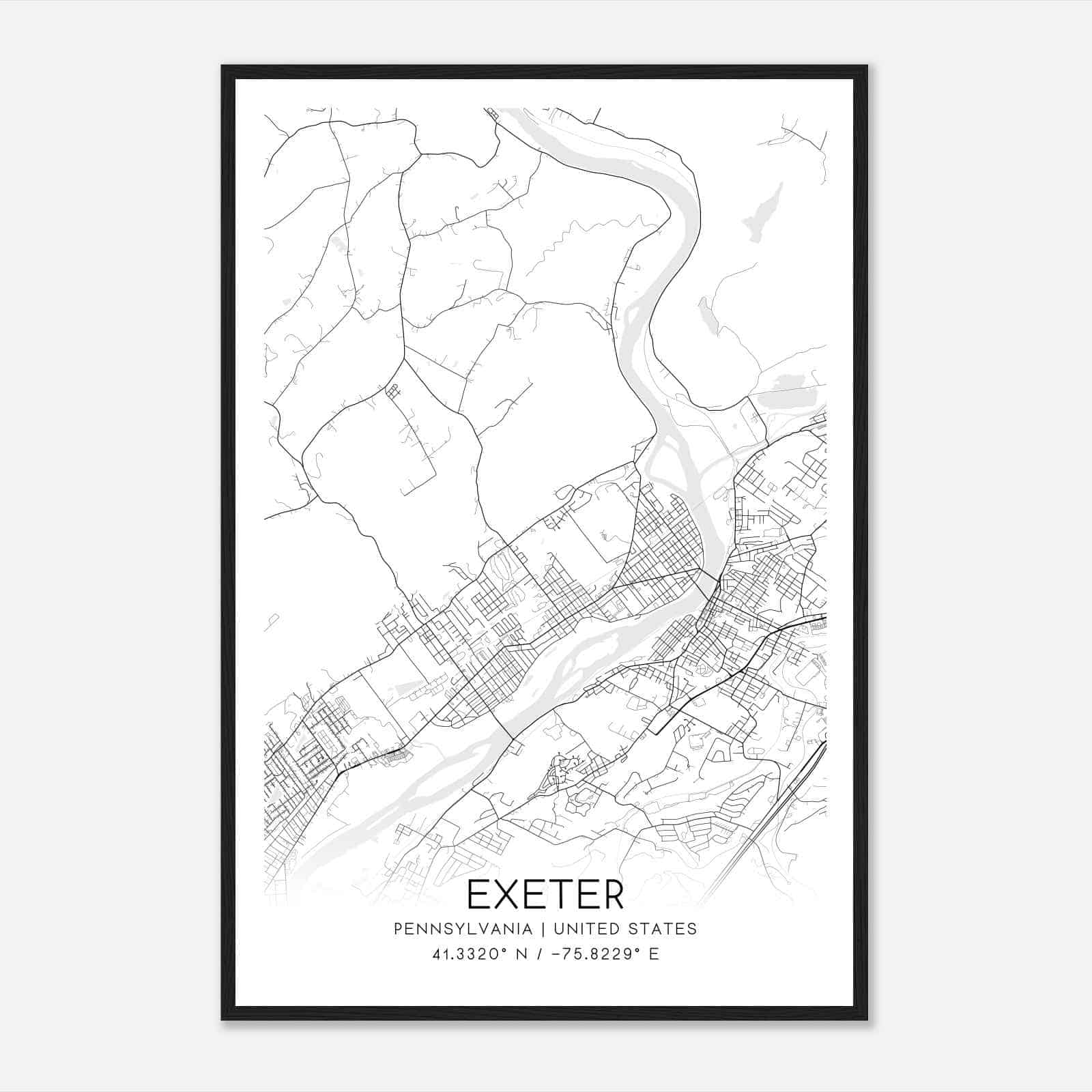 Exeter Pennsylvania Map Poster, Modern Home Decor Wall Art Print
