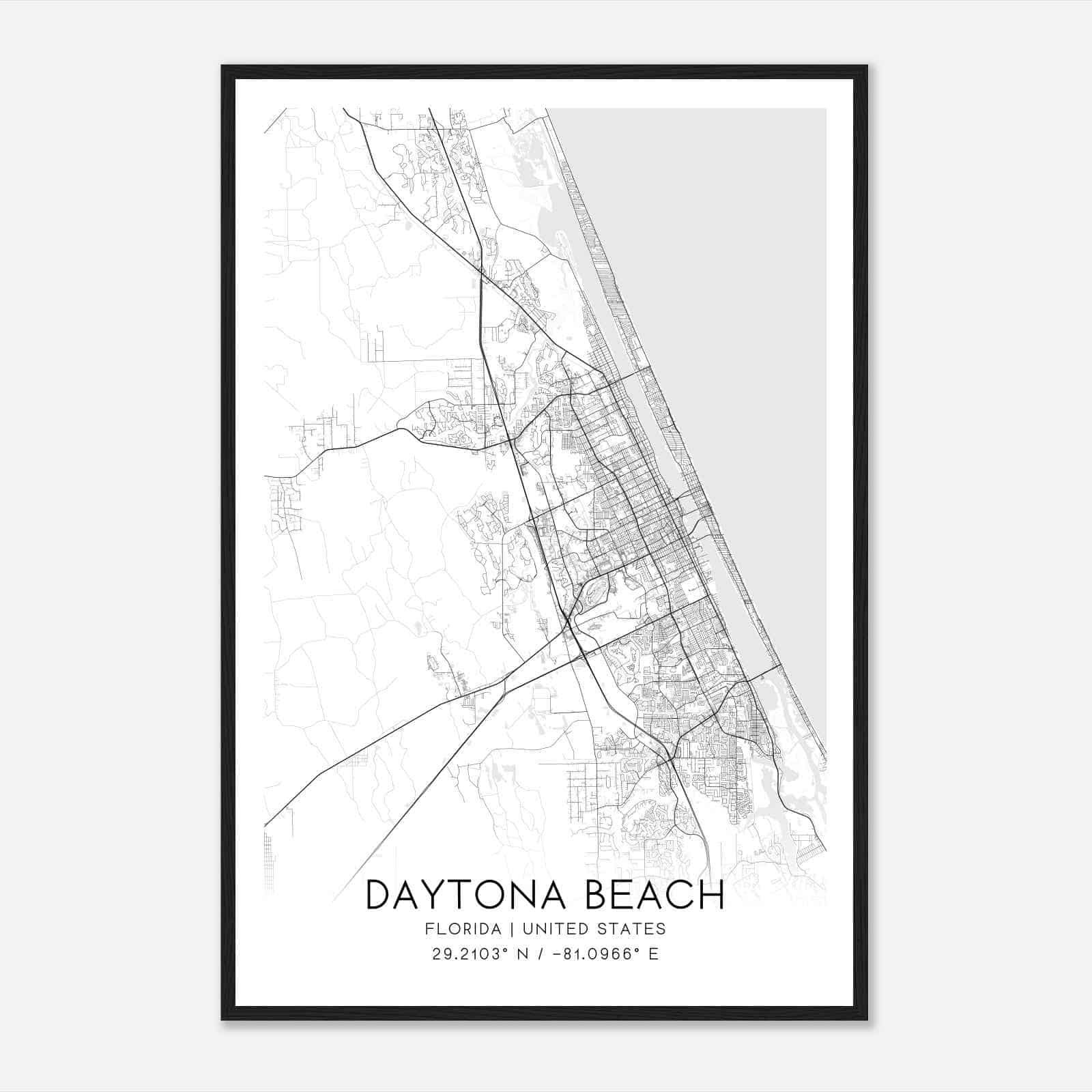 Daytona Beach Florida Map Poster, Modern Home Decor Wall Art Print