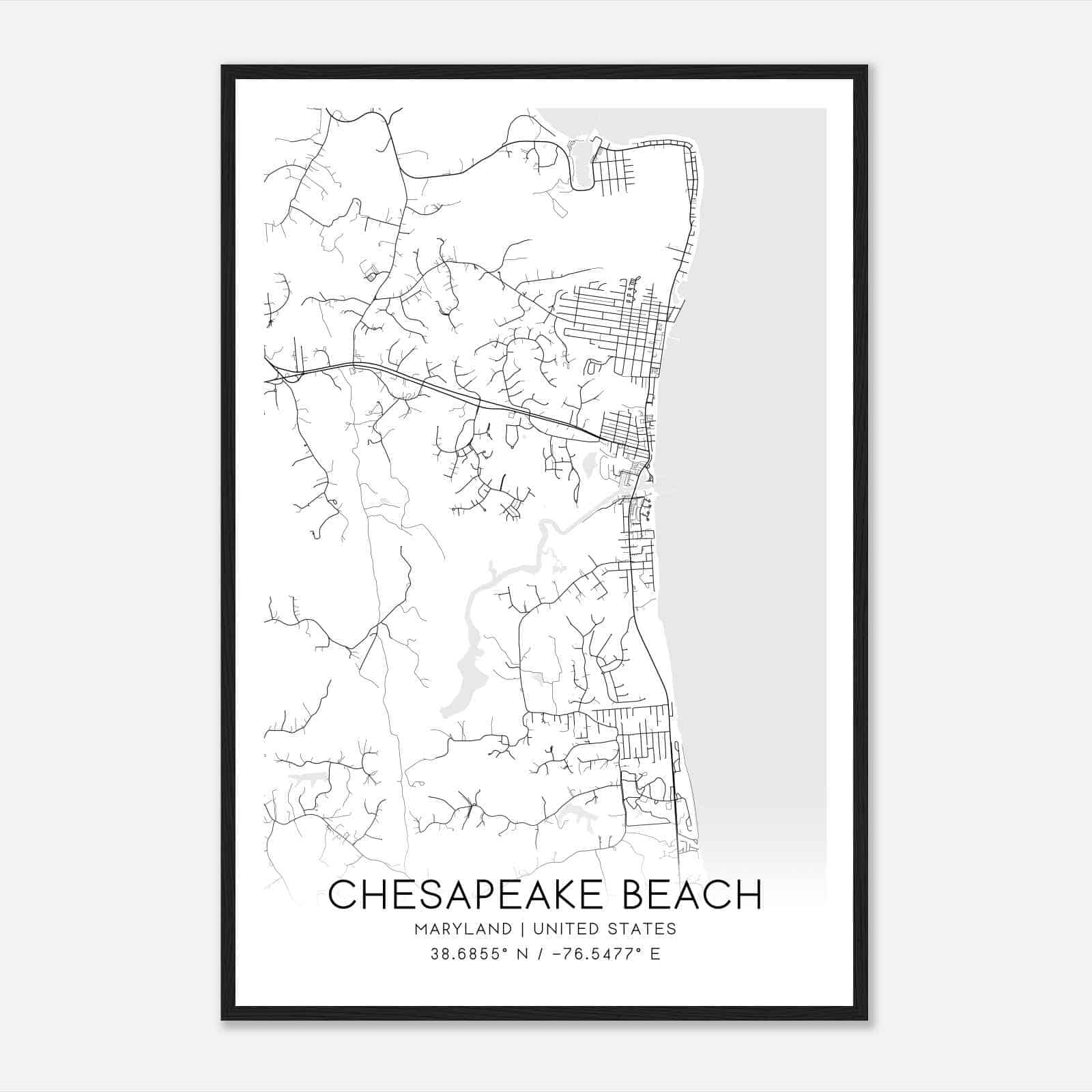 Chesapeake Beach Maryland Map Poster, Modern Home Decor Wall Art Print