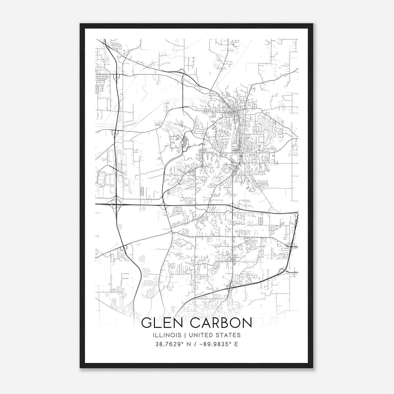 Glen Carbon Illinois Map Poster, Modern Home Decor Wall Art Print