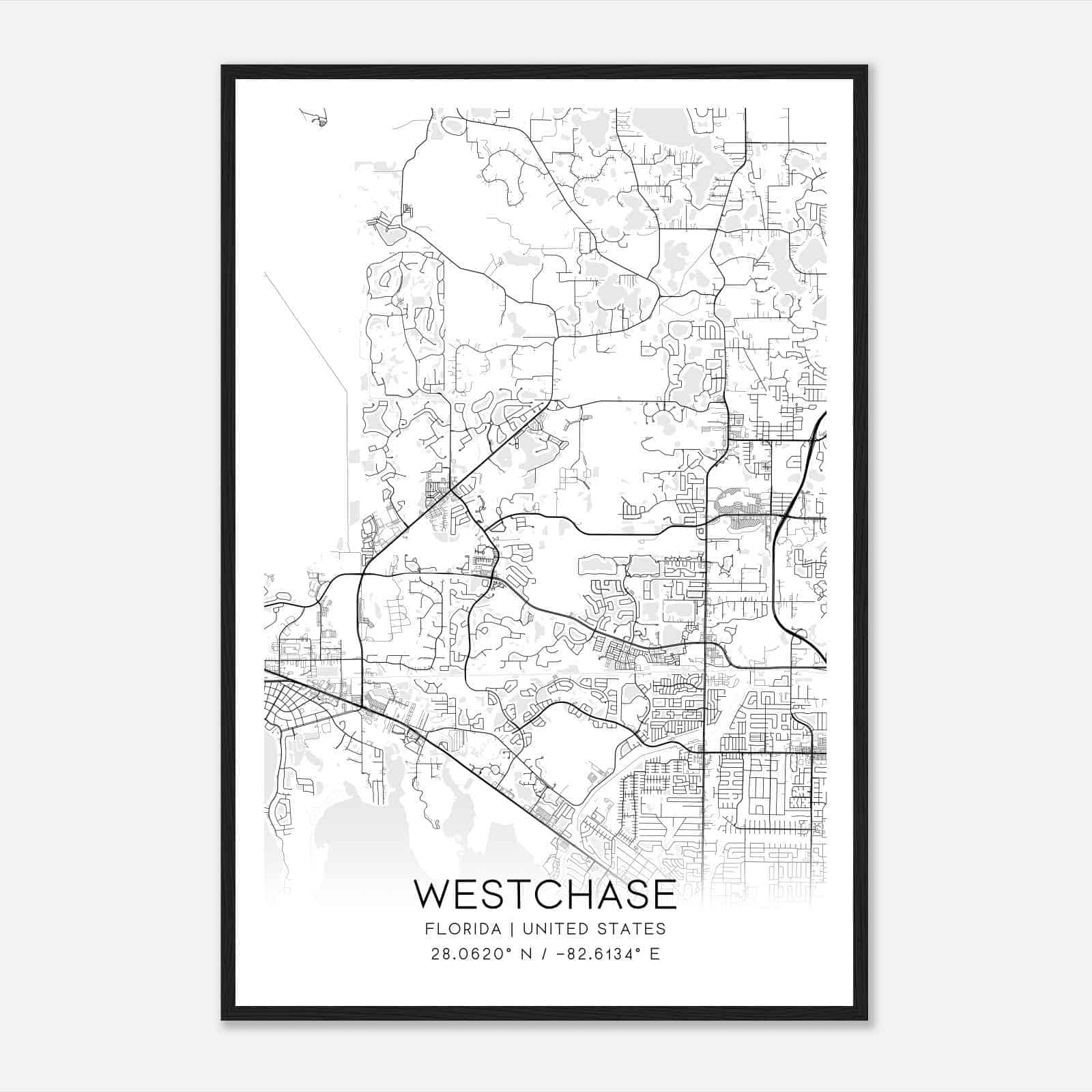 Westchase Florida Map Poster, Modern Home Decor Wall Art Print