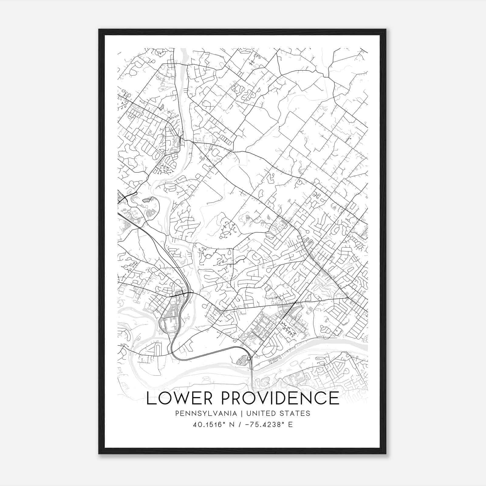 Lower Providence Pennsylvania Map Poster, Modern Home Decor Wall Art Print