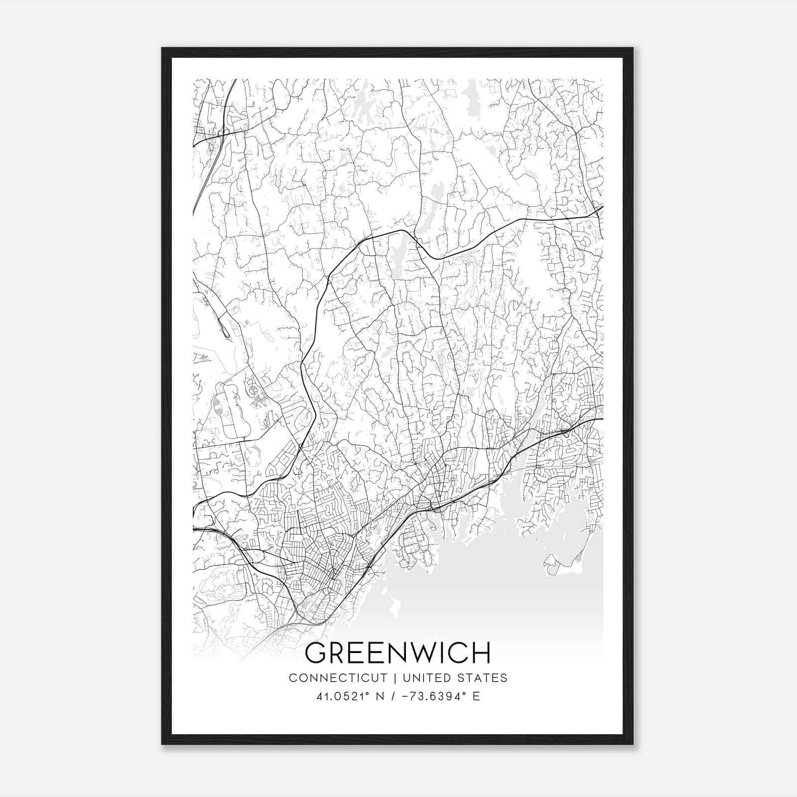 Greenwich Connecticut Map Poster, Modern Home Decor Wall Art Print