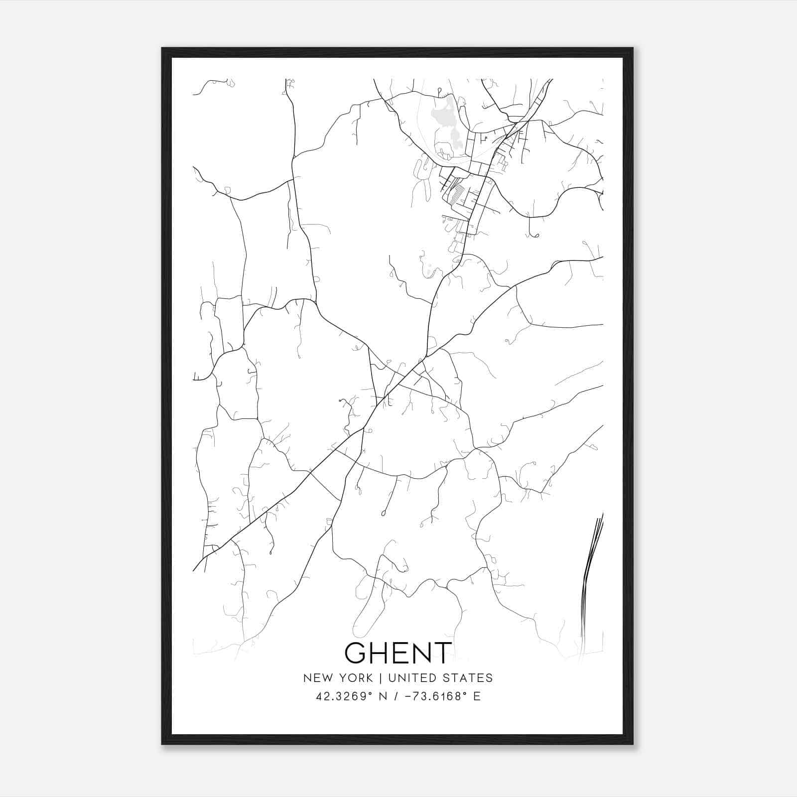 Ghent New York Map Poster, Modern Home Decor Wall Art Print