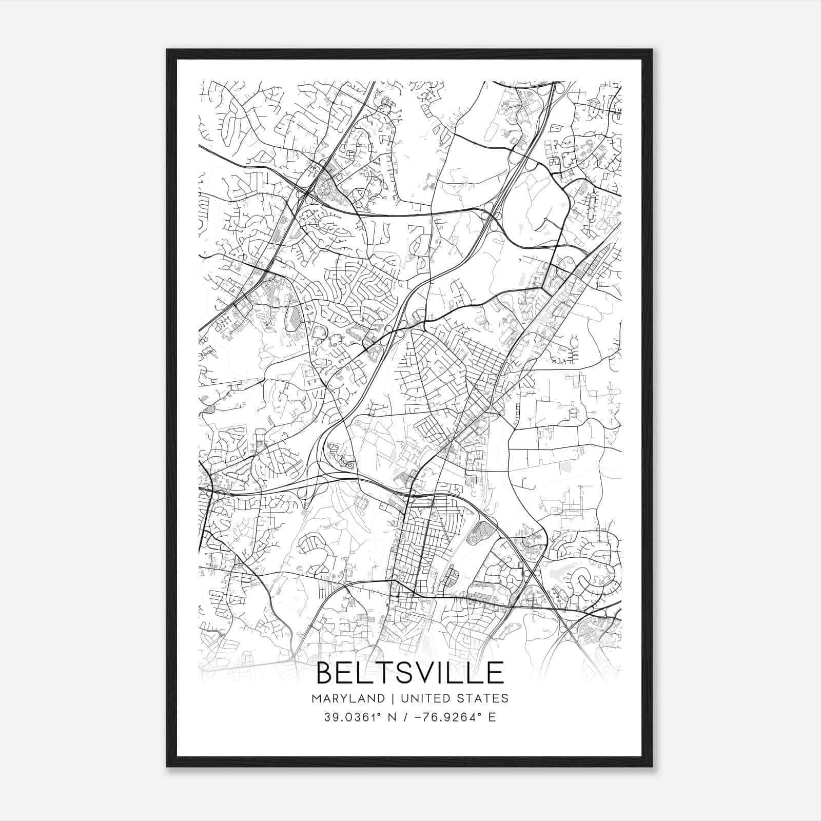 Beltsville Maryland Map Poster, Modern Home Decor Wall Art Print
