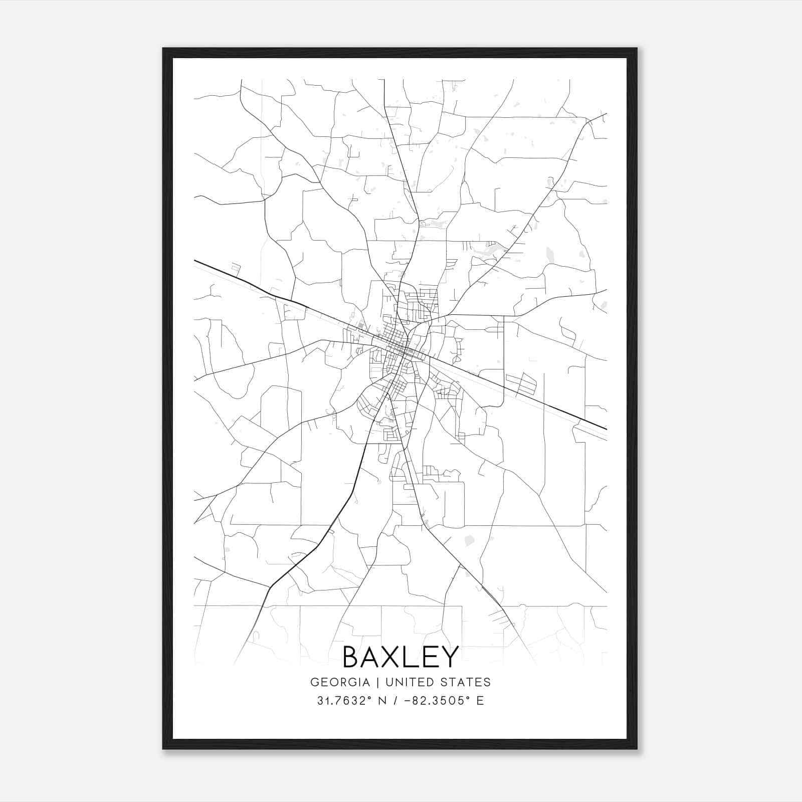 Baxley Georgia Map Poster, Modern Home Decor Wall Art Print