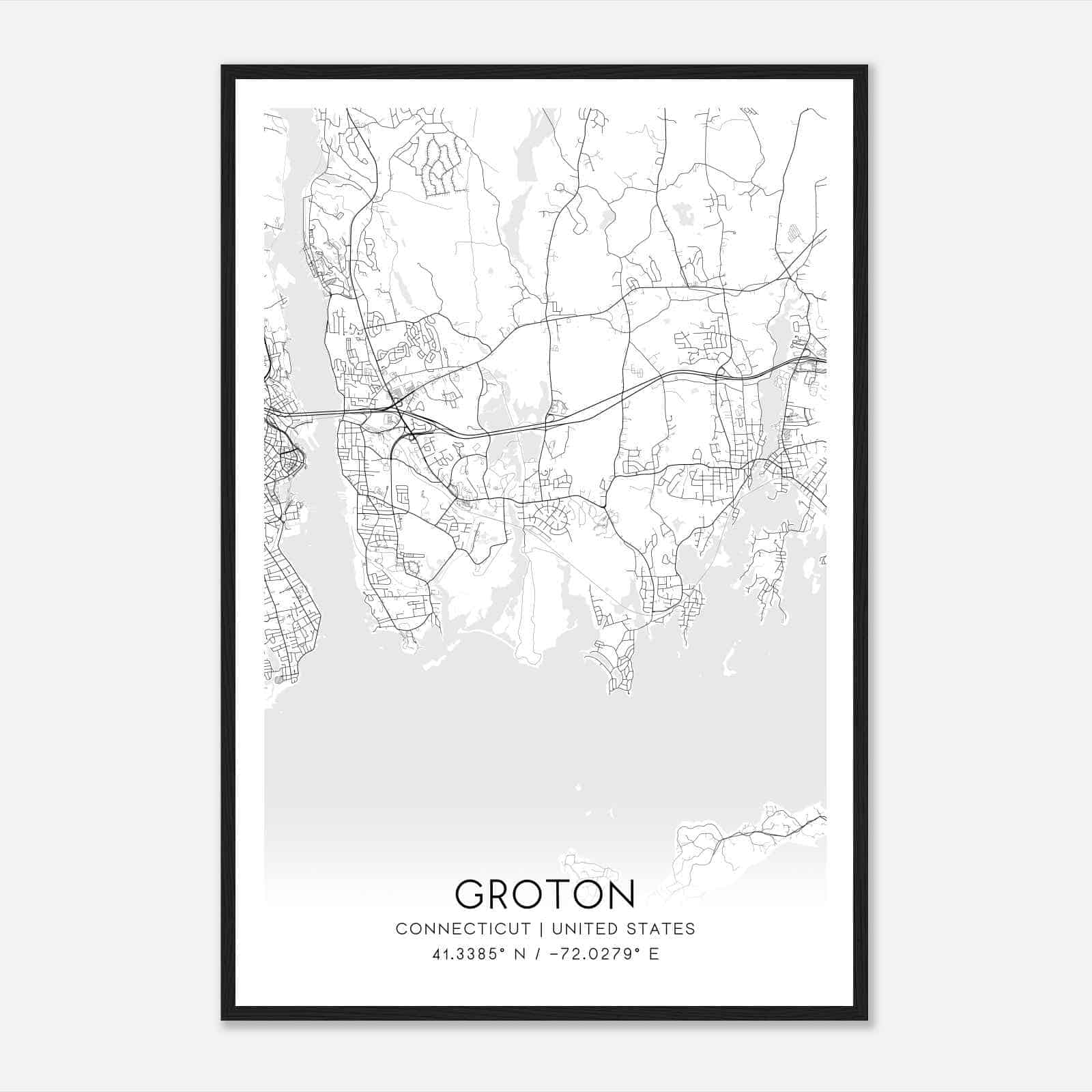Groton Connecticut Map Poster, Modern Home Decor Wall Art Print