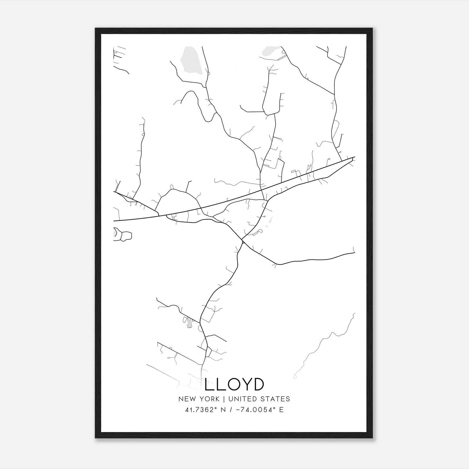 Lloyd New York Map Poster, Modern Home Decor Wall Art Print Lloyd New York Map Poster, Modern Home Decor Wall Art Print