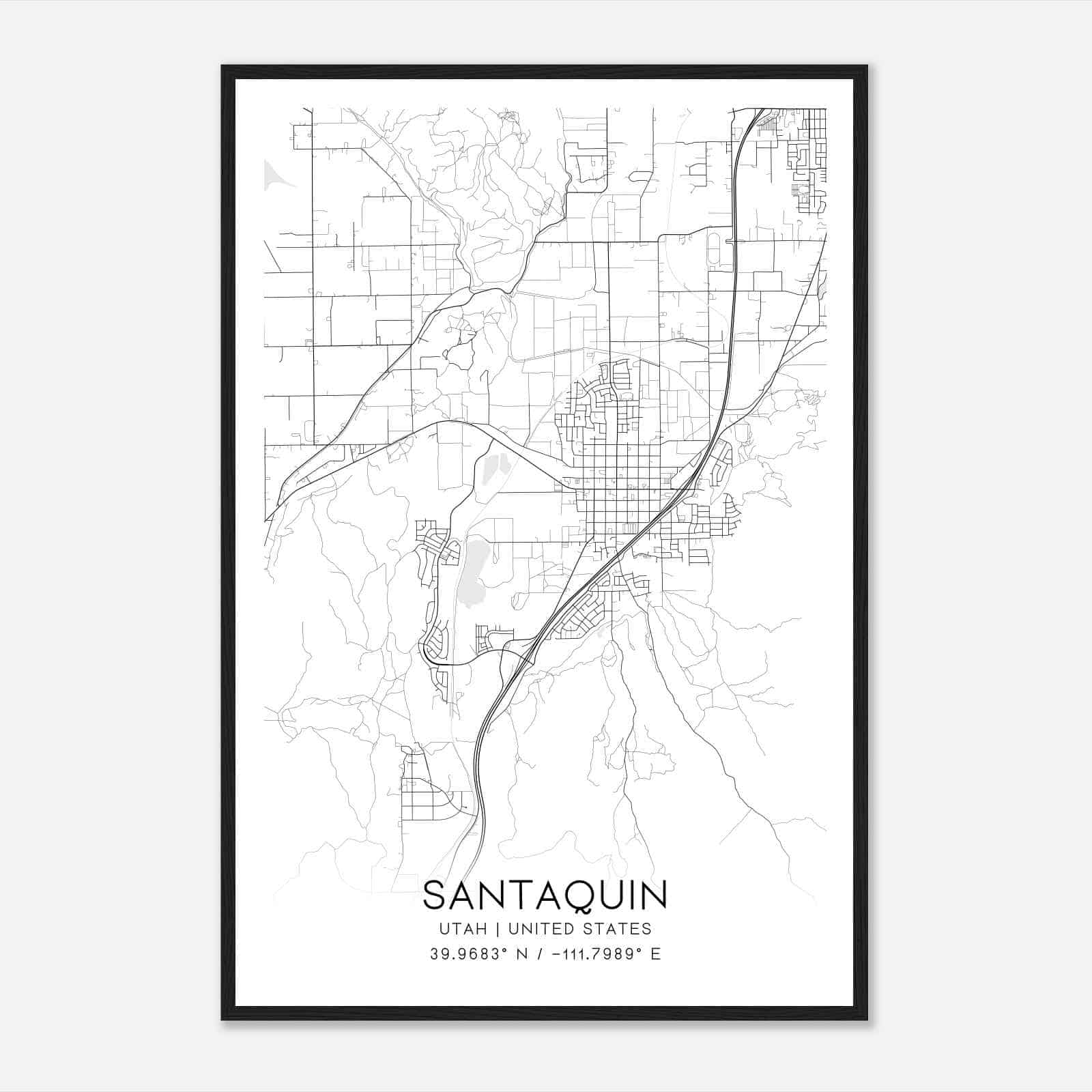 Santaquin Utah Map Poster, Modern Home Decor Wall Art Print Santaquin Utah Map Poster, Modern Home Decor Wall Art Print