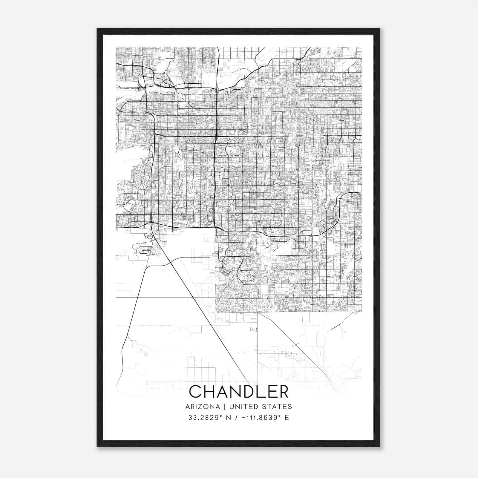 Chandler Arizona Map Poster, Modern Home Decor Wall Art Print