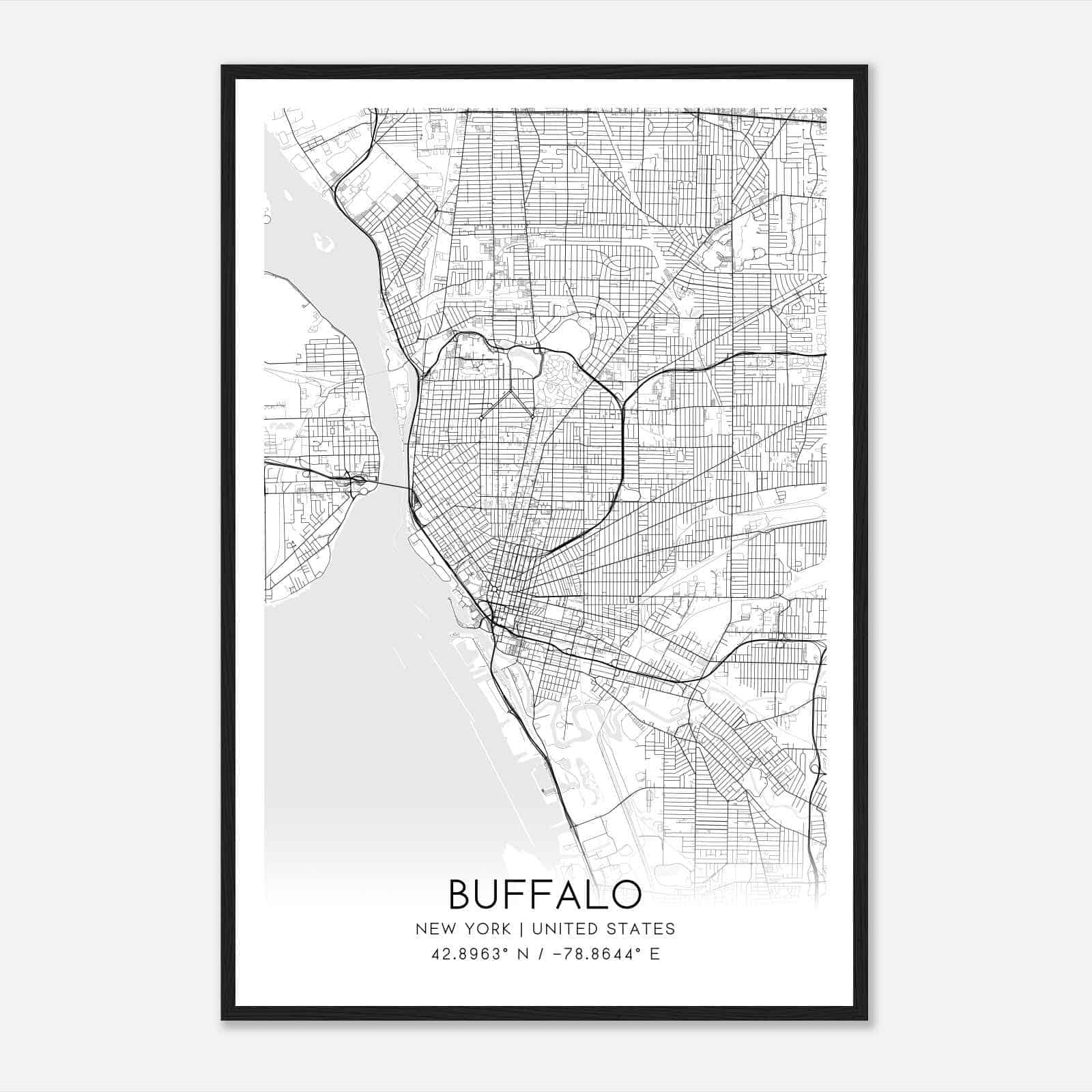Buffalo New York Map Poster, Modern Home Decor Wall Art Print Buffalo New York Map Poster, Modern Home Decor Wall Art Print
