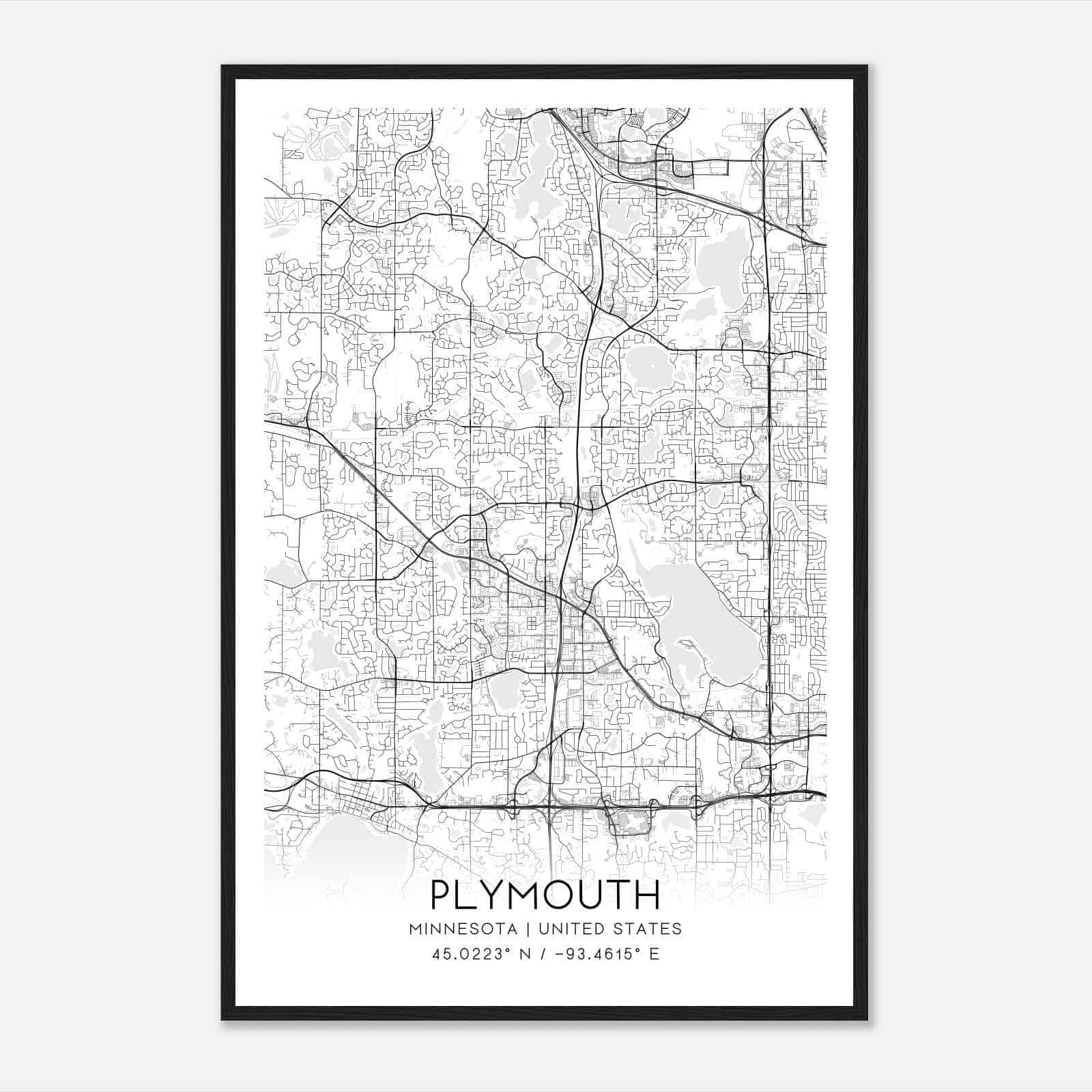 Plymouth Minnesota Map Poster, Modern Home Decor Wall Art Print