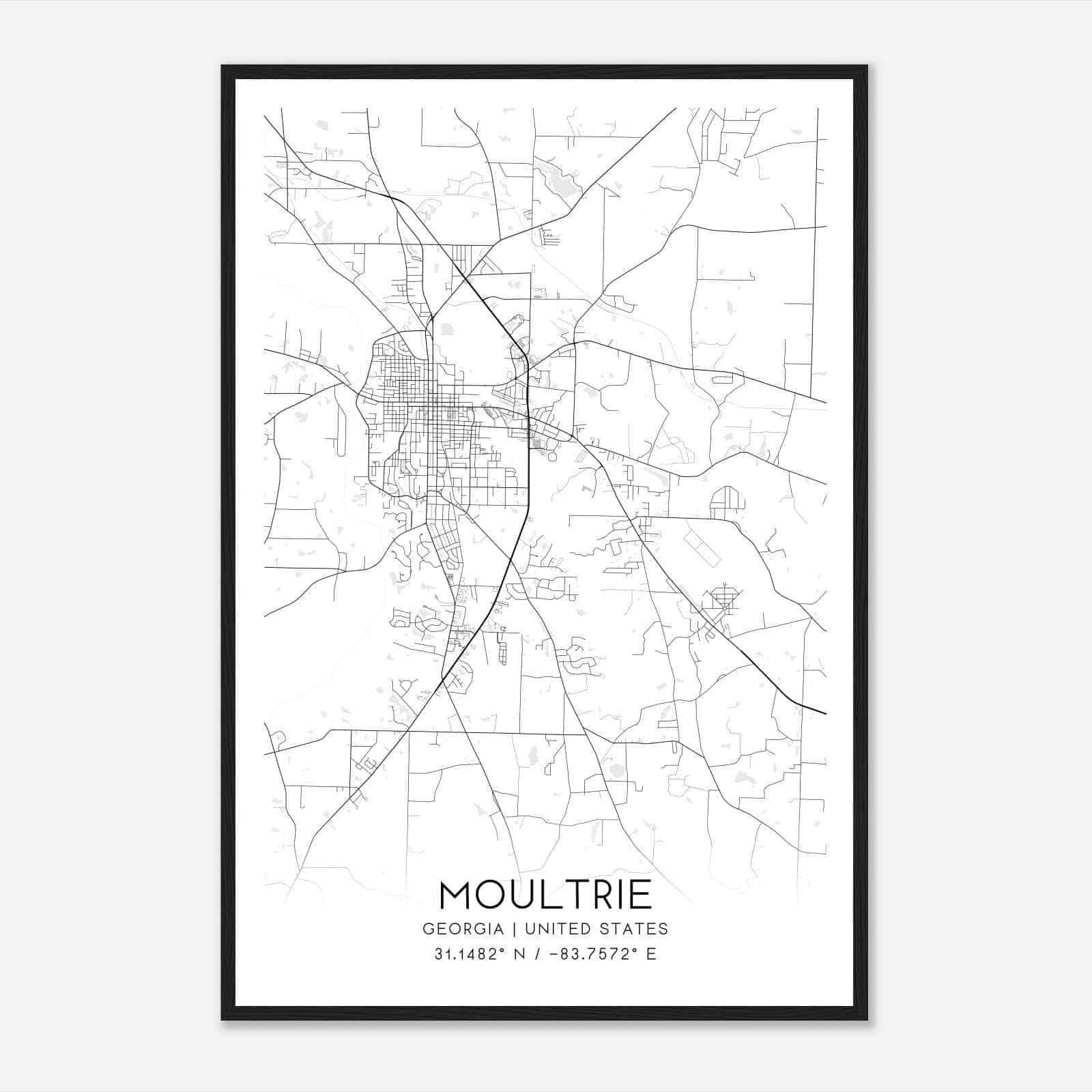 Moultrie Georgia Map Poster, Modern Home Decor Wall Art Print Moultrie Georgia Map Poster, Modern Home Decor Wall Art Print