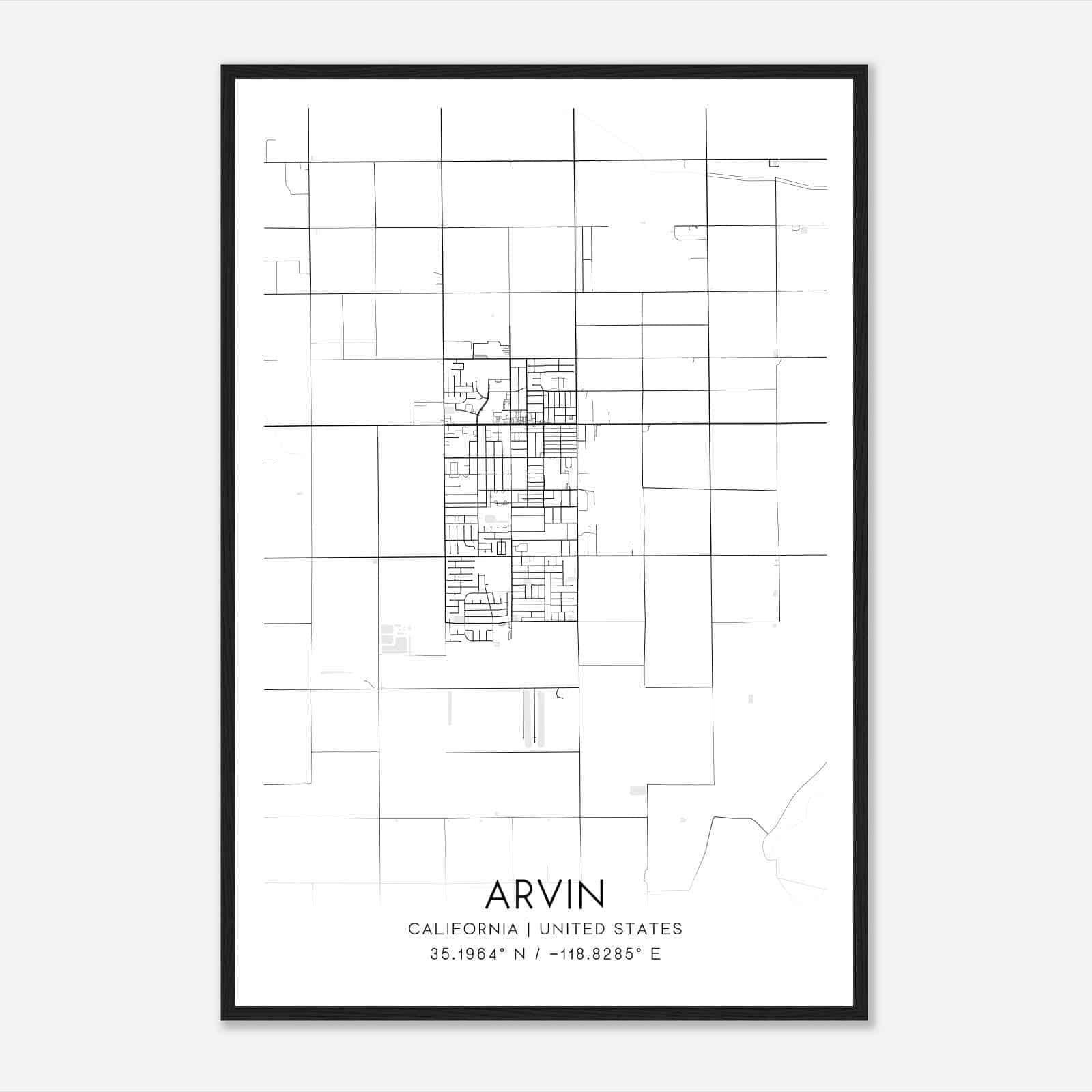 Arvin California Map Poster, Modern Home Decor Wall Art Print