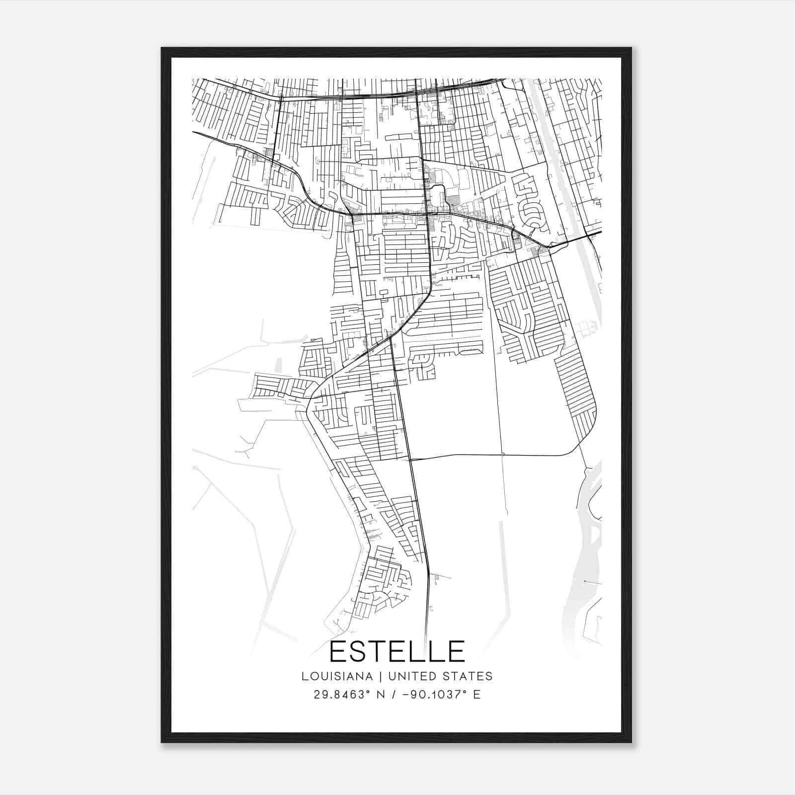 Estelle Louisiana Map Poster, Modern Home Decor Wall Art Print Estelle Louisiana Map Poster, Modern Home Decor Wall Art Print