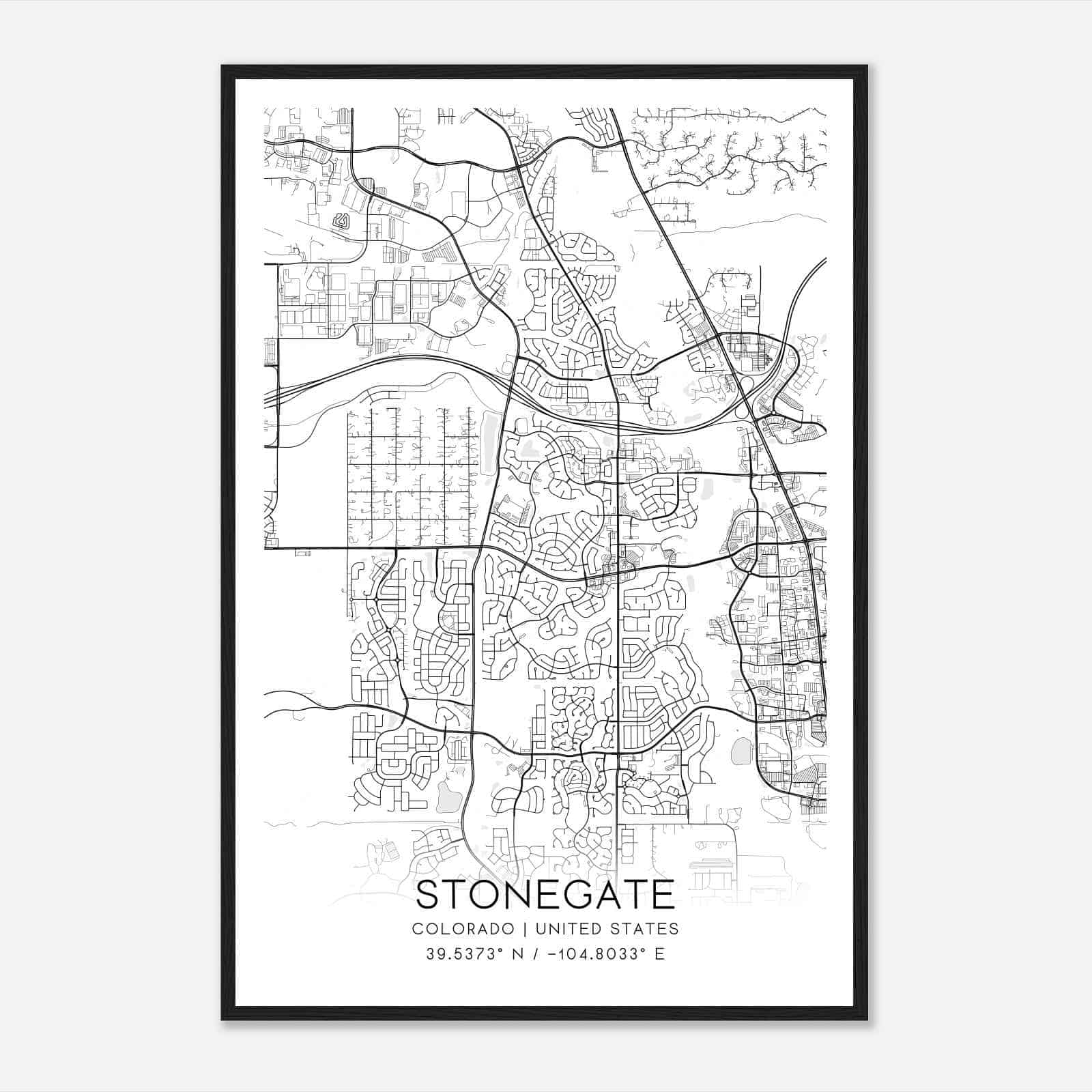 Stonegate Colorado Map Poster, Modern Home Decor Wall Art Print