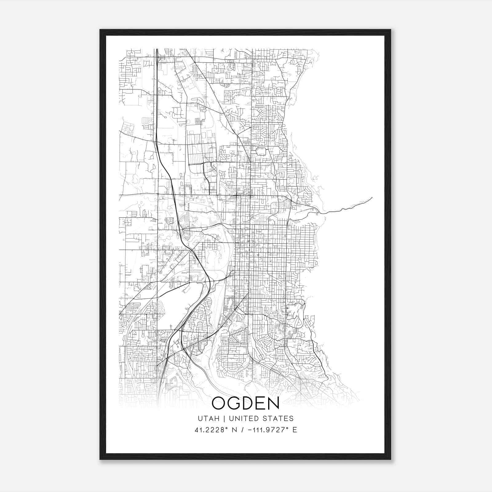 Ogden Utah Map Poster, Modern Home Decor Wall Art Print