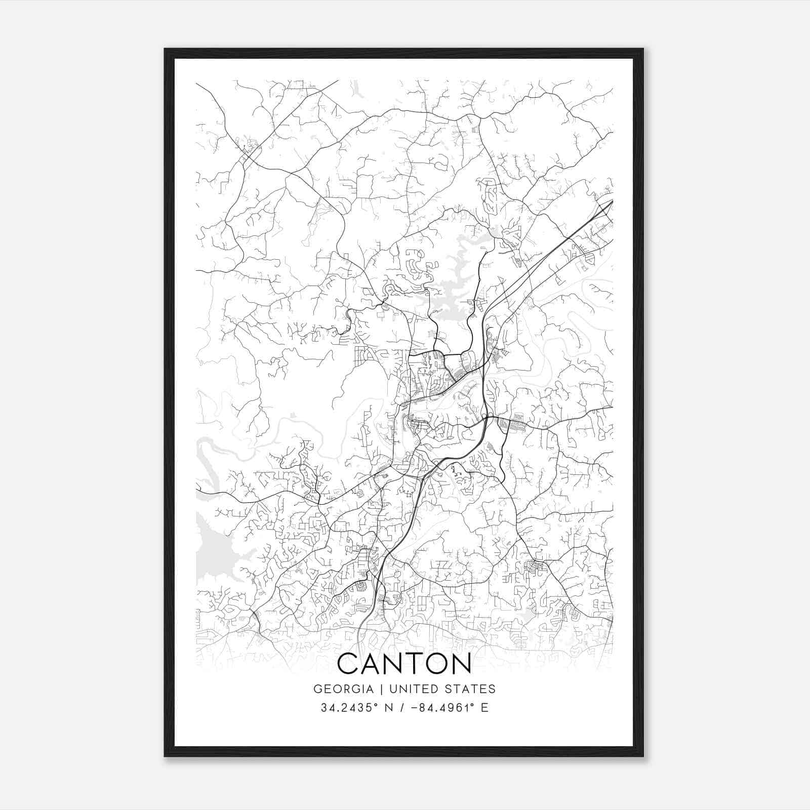 Canton Georgia Map Poster, Modern Home Decor Wall Art Print