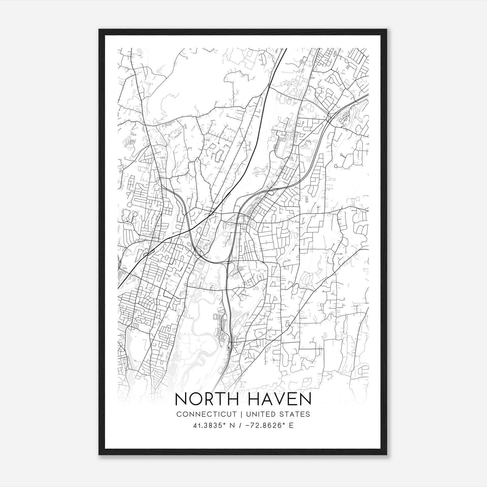 North Haven Connecticut Map Poster, Modern Home Decor Wall Art Print