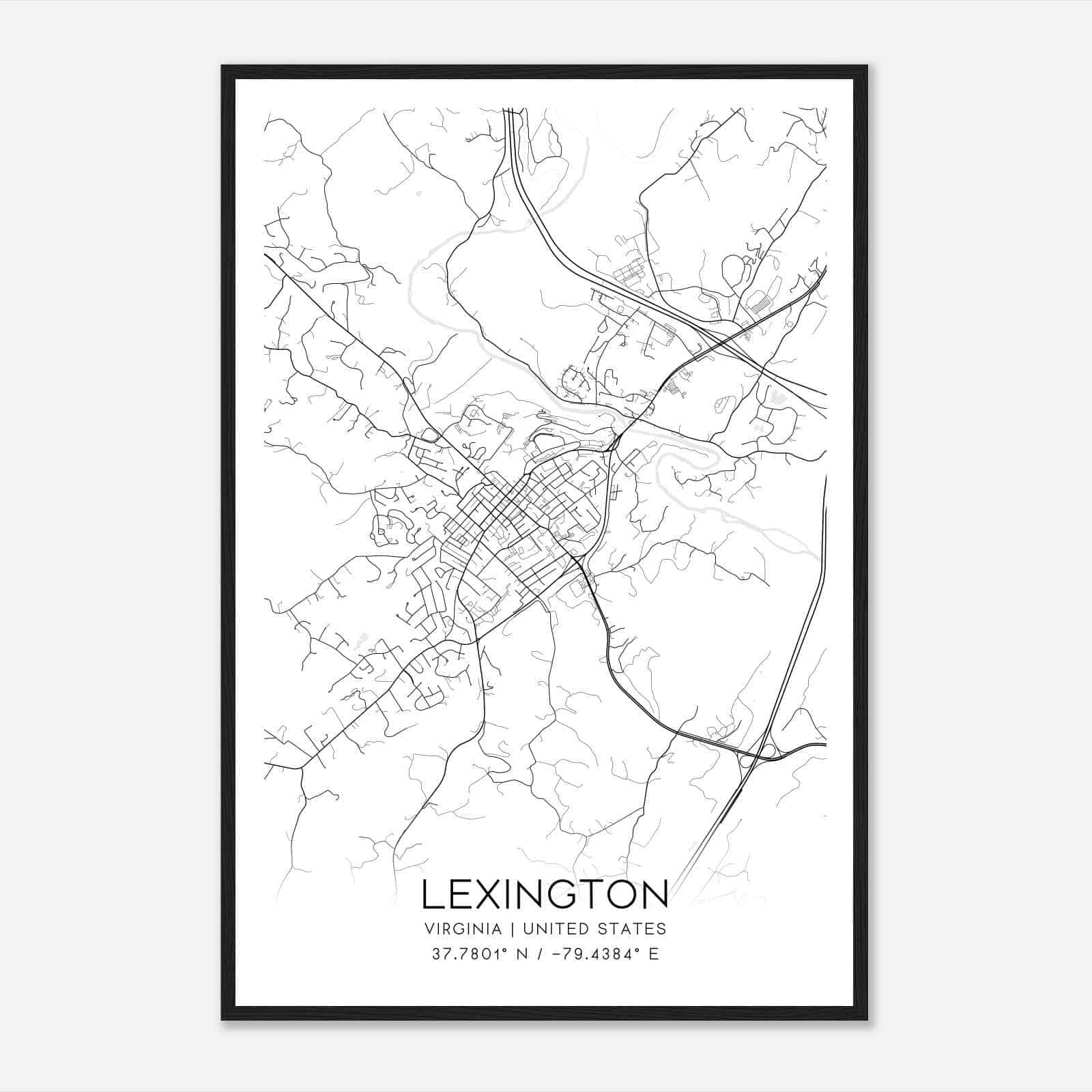 Lexington Virginia Map Poster, Modern Home Decor Wall Art Print Lexington Virginia Map Poster, Modern Home Decor Wall Art Print