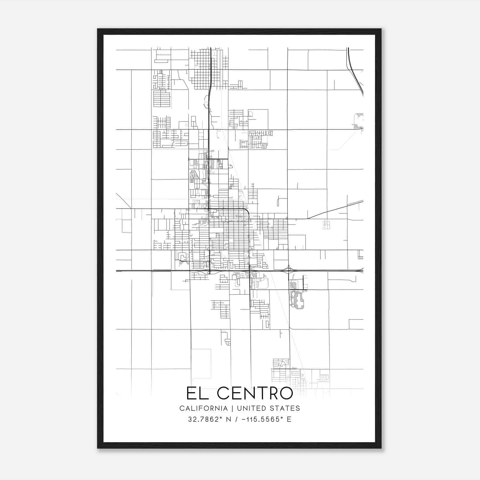 El Centro California Map Poster, Modern Home Decor Wall Art Print