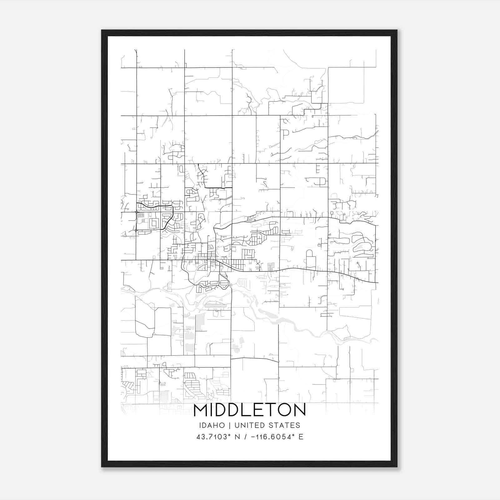 Middleton Idaho Map Poster, Modern Home Decor Wall Art Print