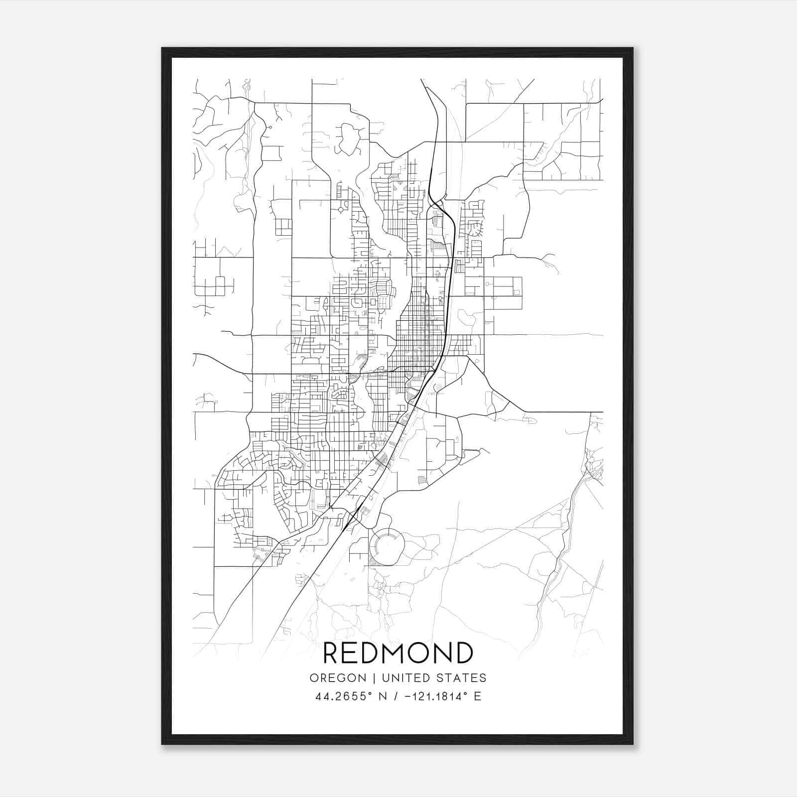 Redmond Oregon Map Poster, Modern Home Decor Wall Art Print