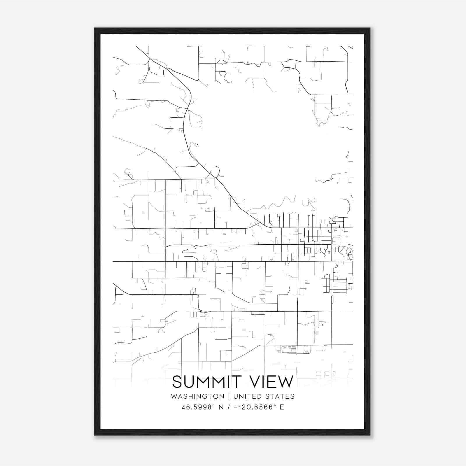 Summit View Washington Map Poster, Modern Home Decor Wall Art Print