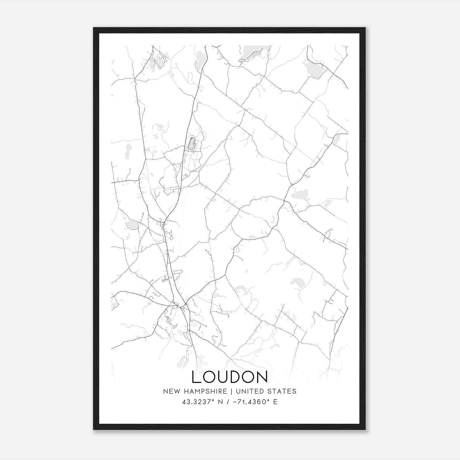 Loudon New Hampshire Map Poster, Modern Home Decor Wall Art Print