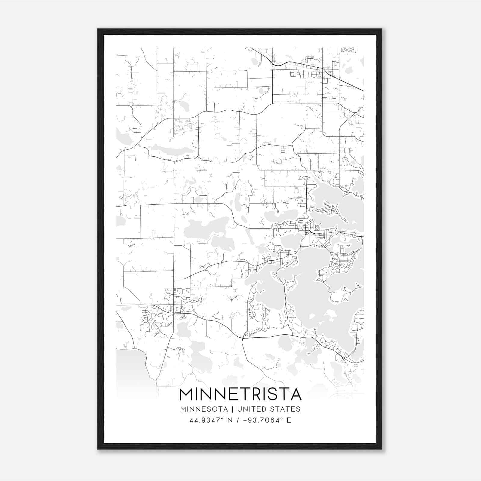 Minnetrista Minnesota Map Poster, Modern Home Decor Wall Art Print