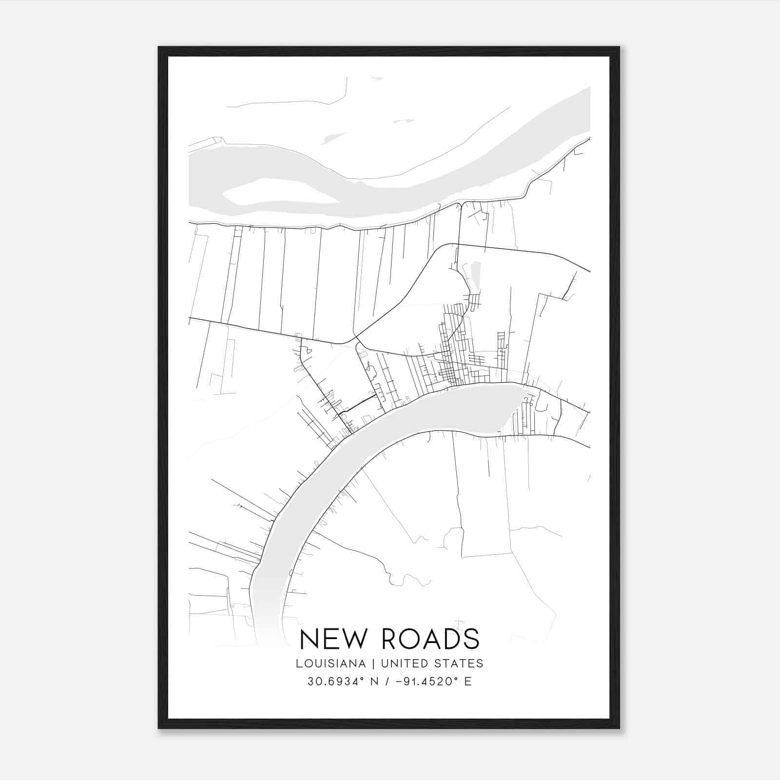 New Roads Louisiana Map Poster, Modern Home Decor Wall Art Print New Roads Louisiana Map Poster, Modern Home Decor Wall Art Print