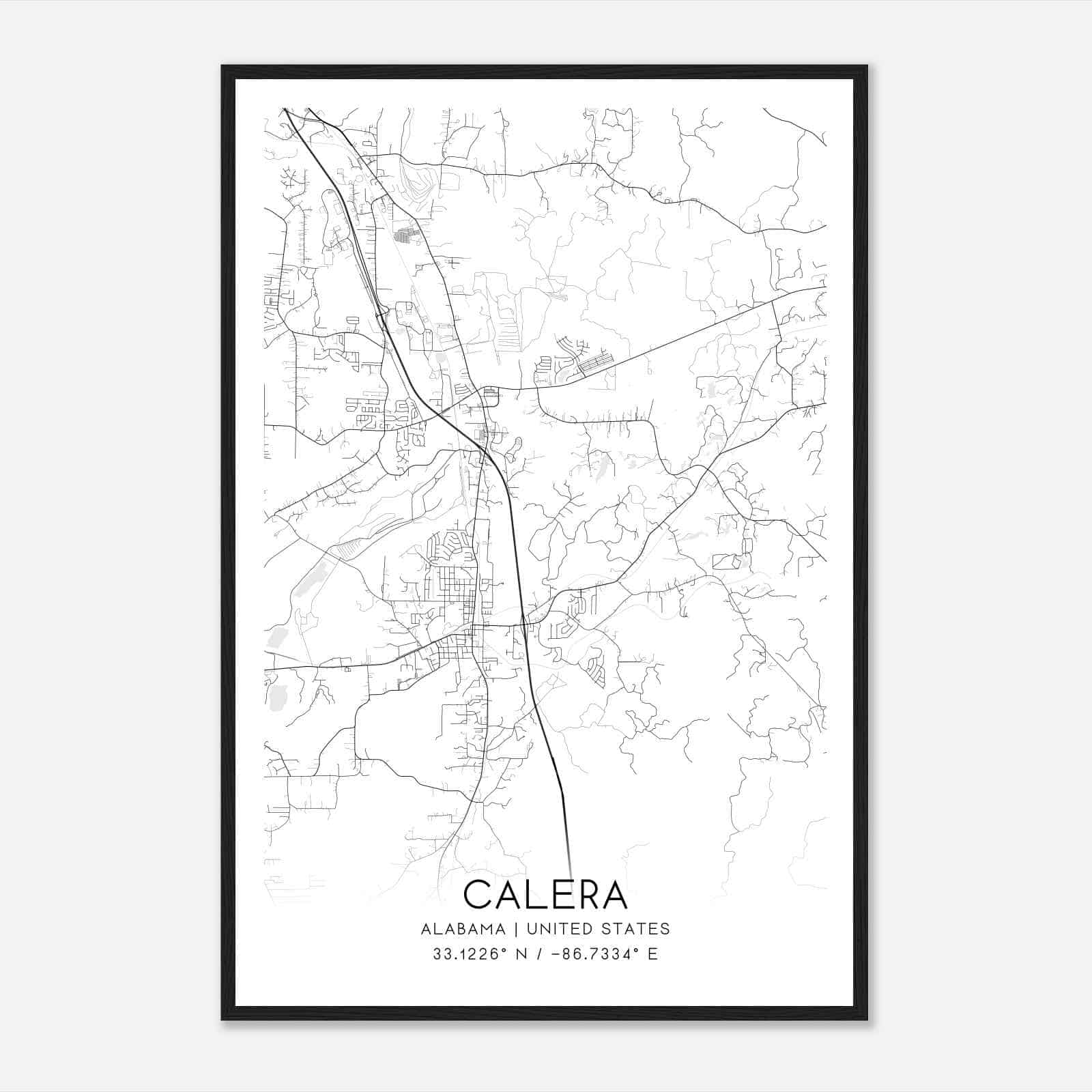 Calera Alabama Map Poster, Modern Home Decor Wall Art Print