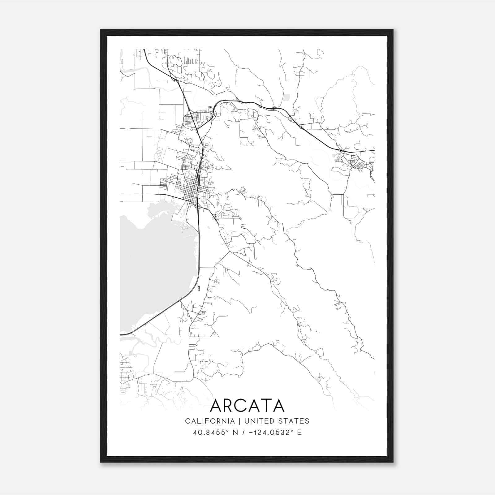 Arcata California Map Poster, Modern Home Decor Wall Art Print
