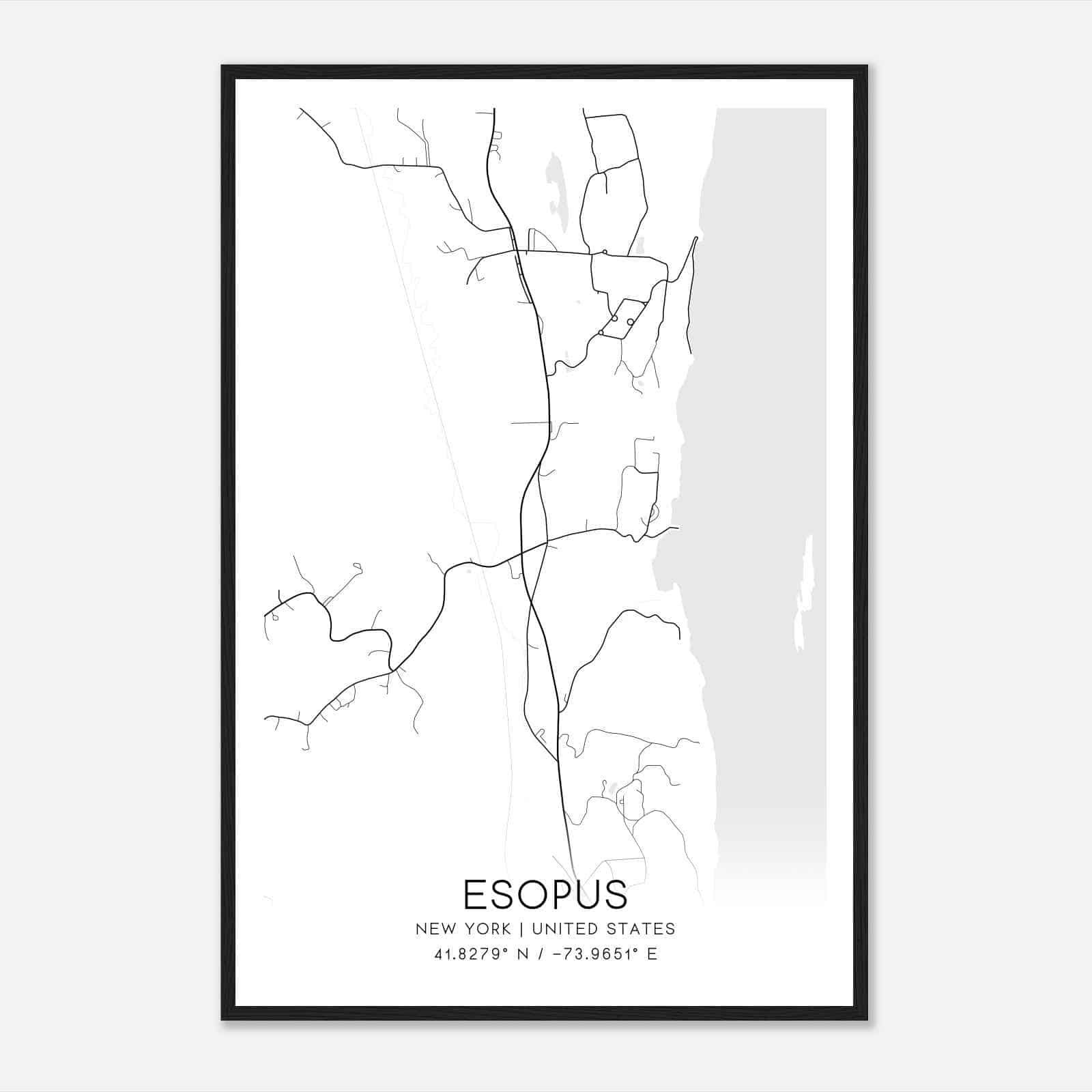 Esopus New York Map Poster, Modern Home Decor Wall Art Print