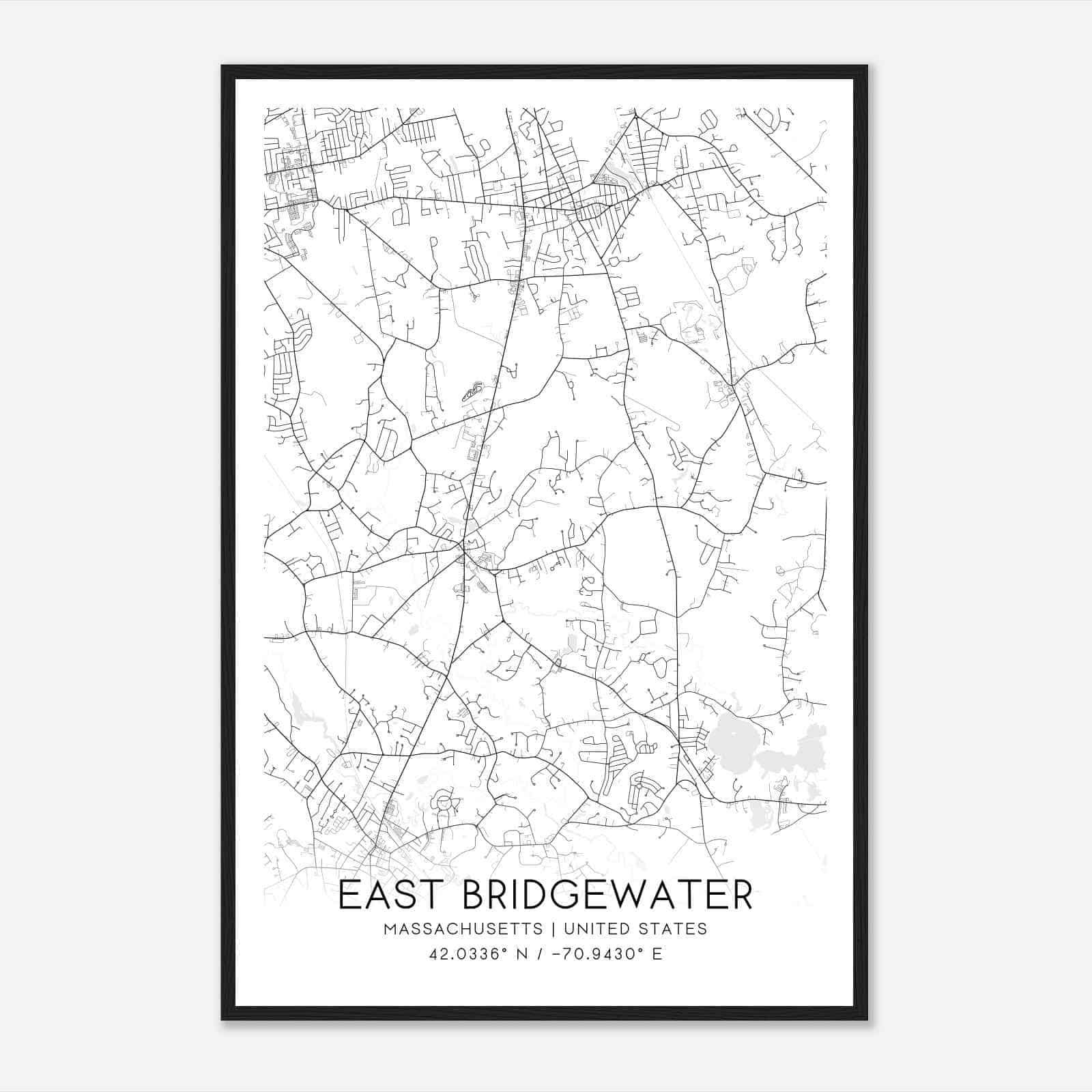 East Bridgewater Massachusetts Map Poster, Modern Home Decor Wall Art Print