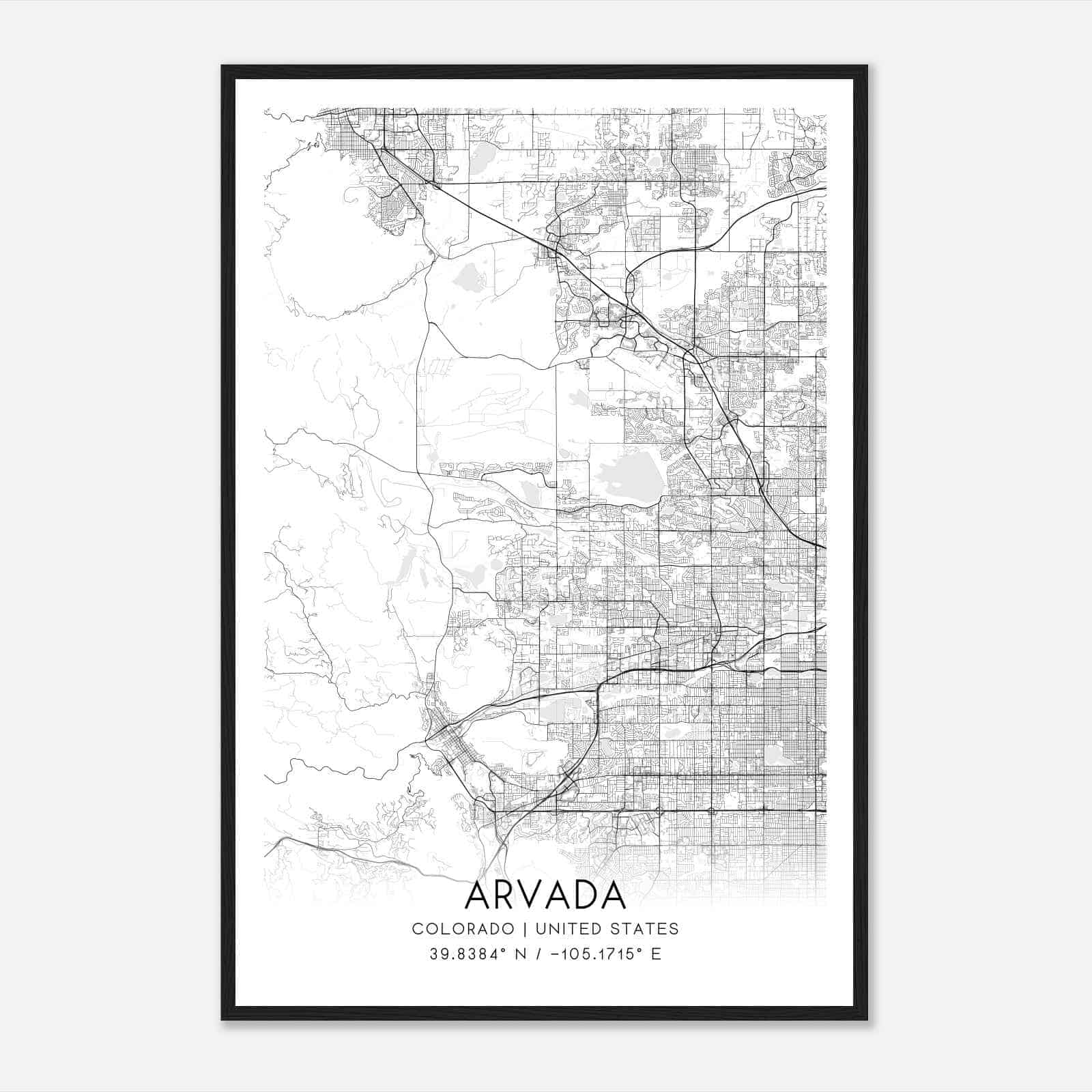 Arvada Colorado Map Poster, Modern Home Decor Wall Art Print