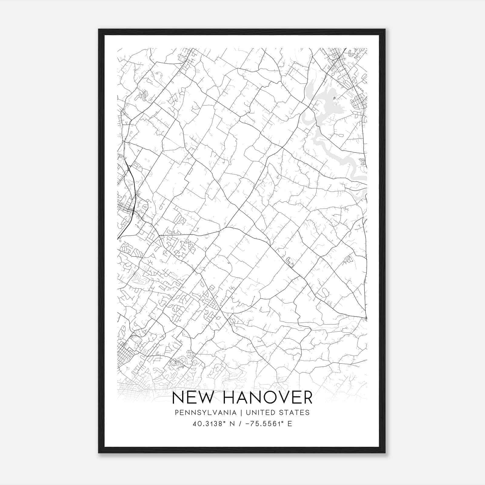New Hanover Pennsylvania Map Poster, Modern Home Decor Wall Art Print New Hanover Pennsylvania Map Poster, Modern Home Decor Wall Art Print