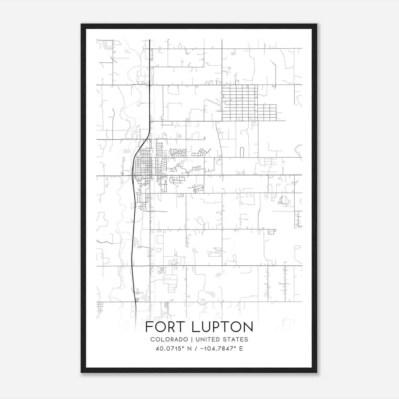 Fort Lupton Colorado Map Poster, Modern Home Decor Wall Art Print