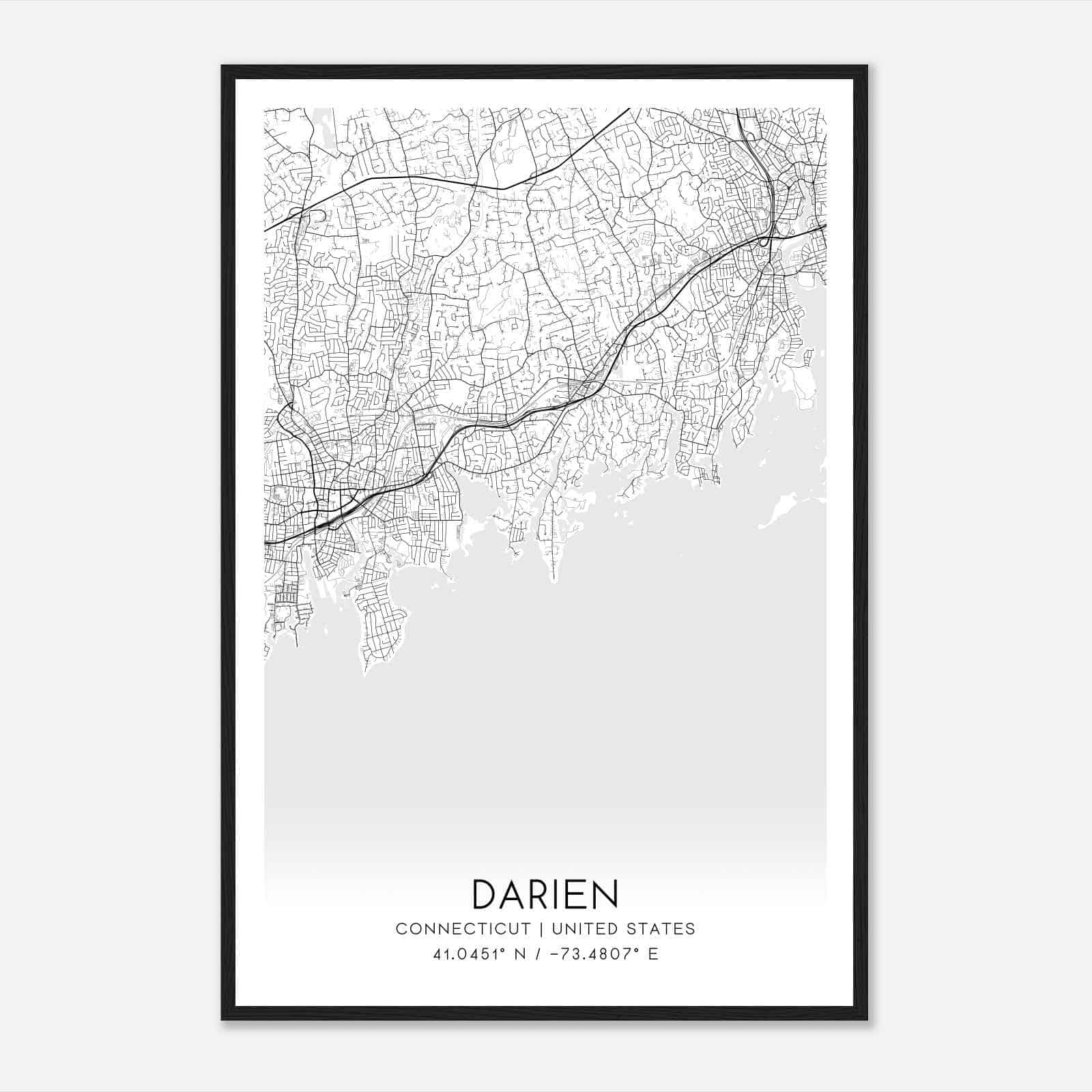 Darien Connecticut Map Poster, Modern Home Decor Wall Art Print