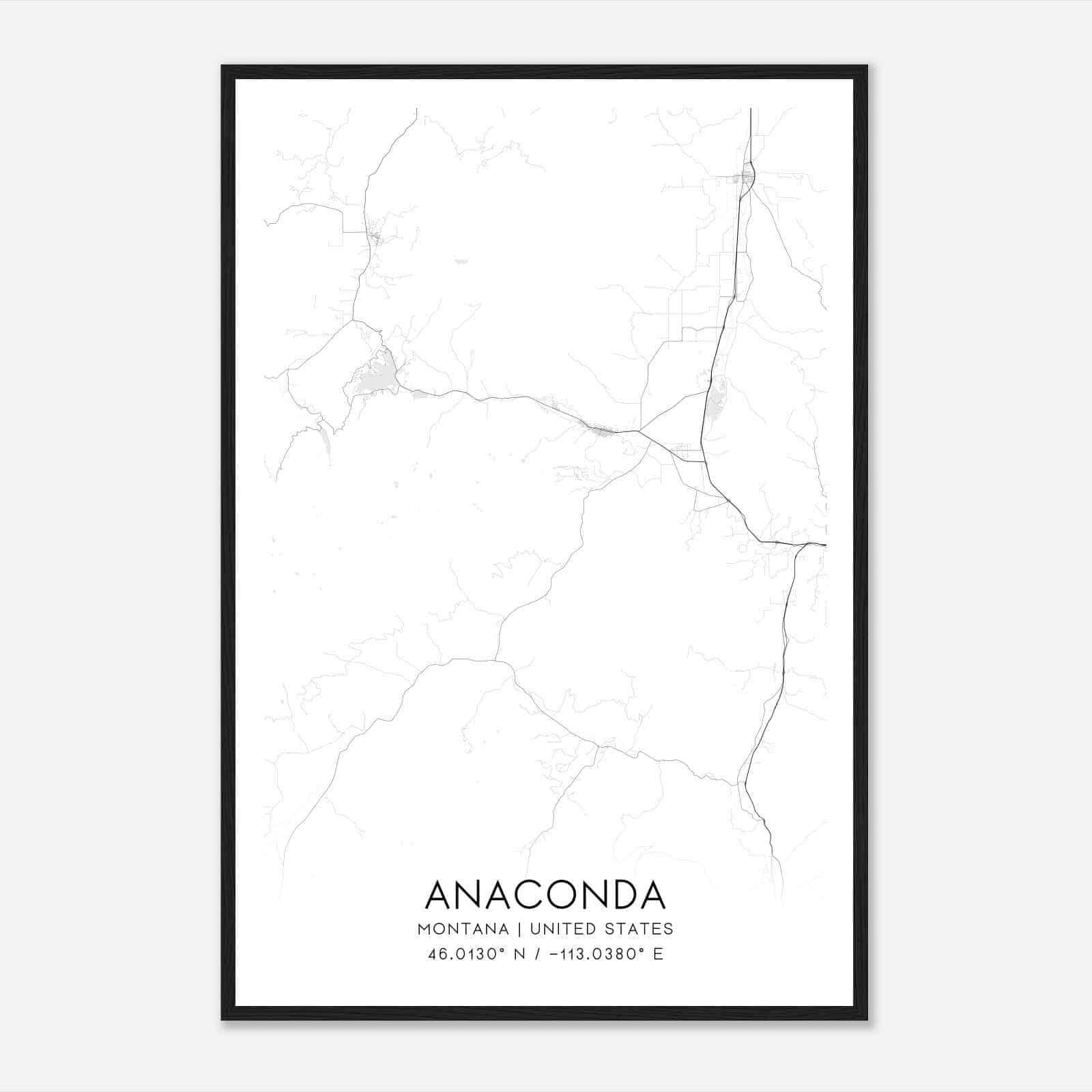 Anaconda Montana Map Poster, Modern Home Decor Wall Art Print