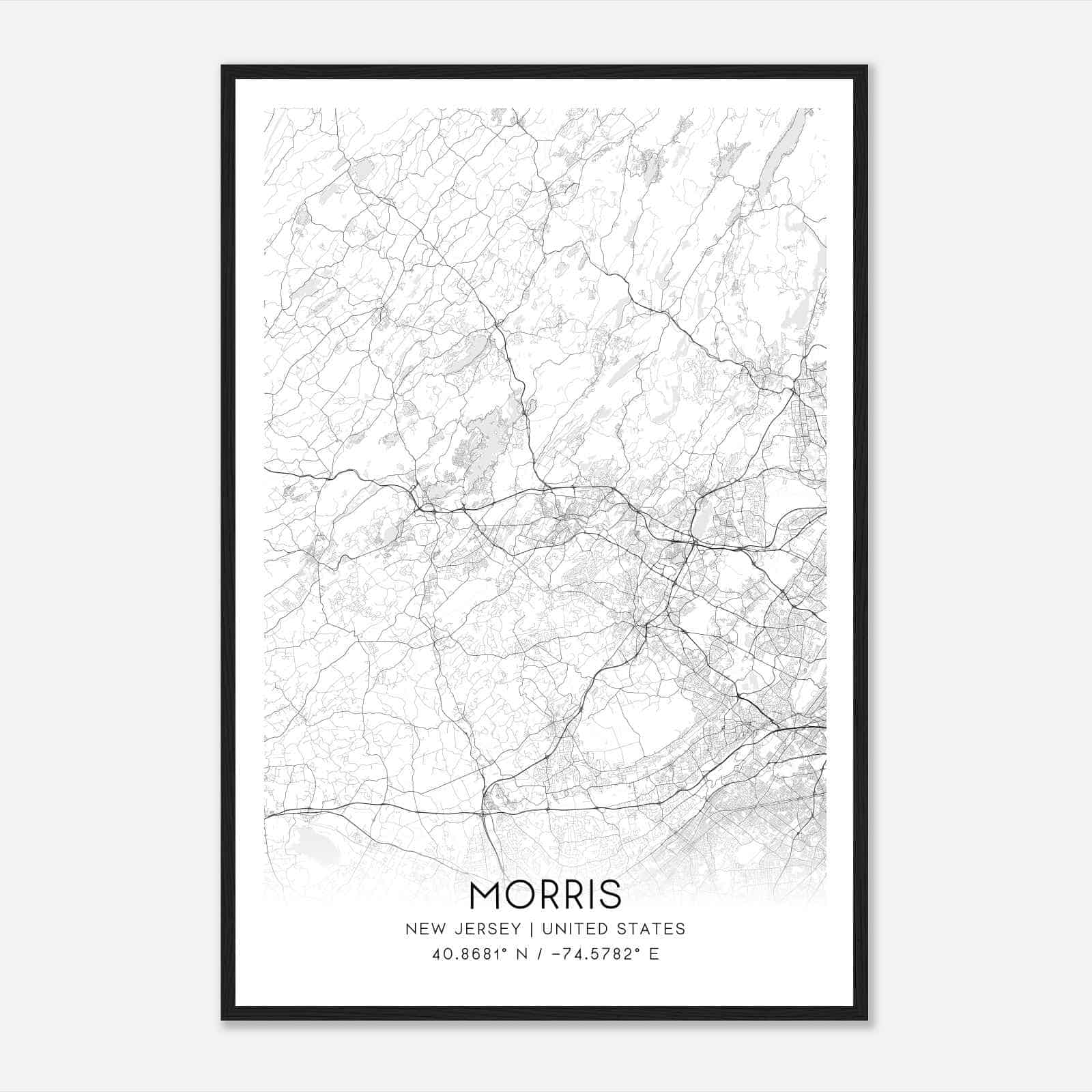 Morris New Jersey Map Poster, Modern Home Decor Wall Art Print