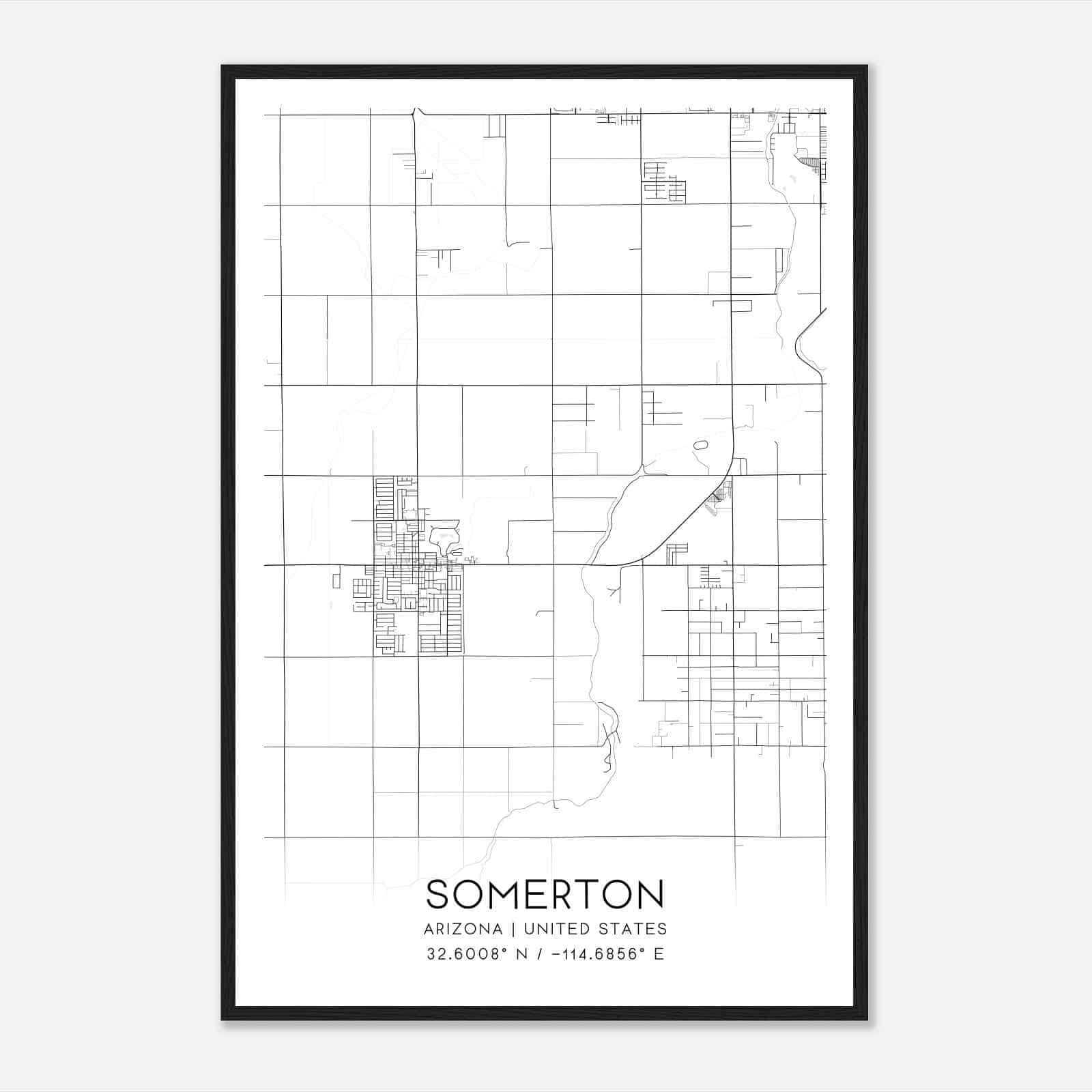 Somerton Arizona Map Poster, Modern Home Decor Wall Art Print Somerton Arizona Map Poster, Modern Home Decor Wall Art Print