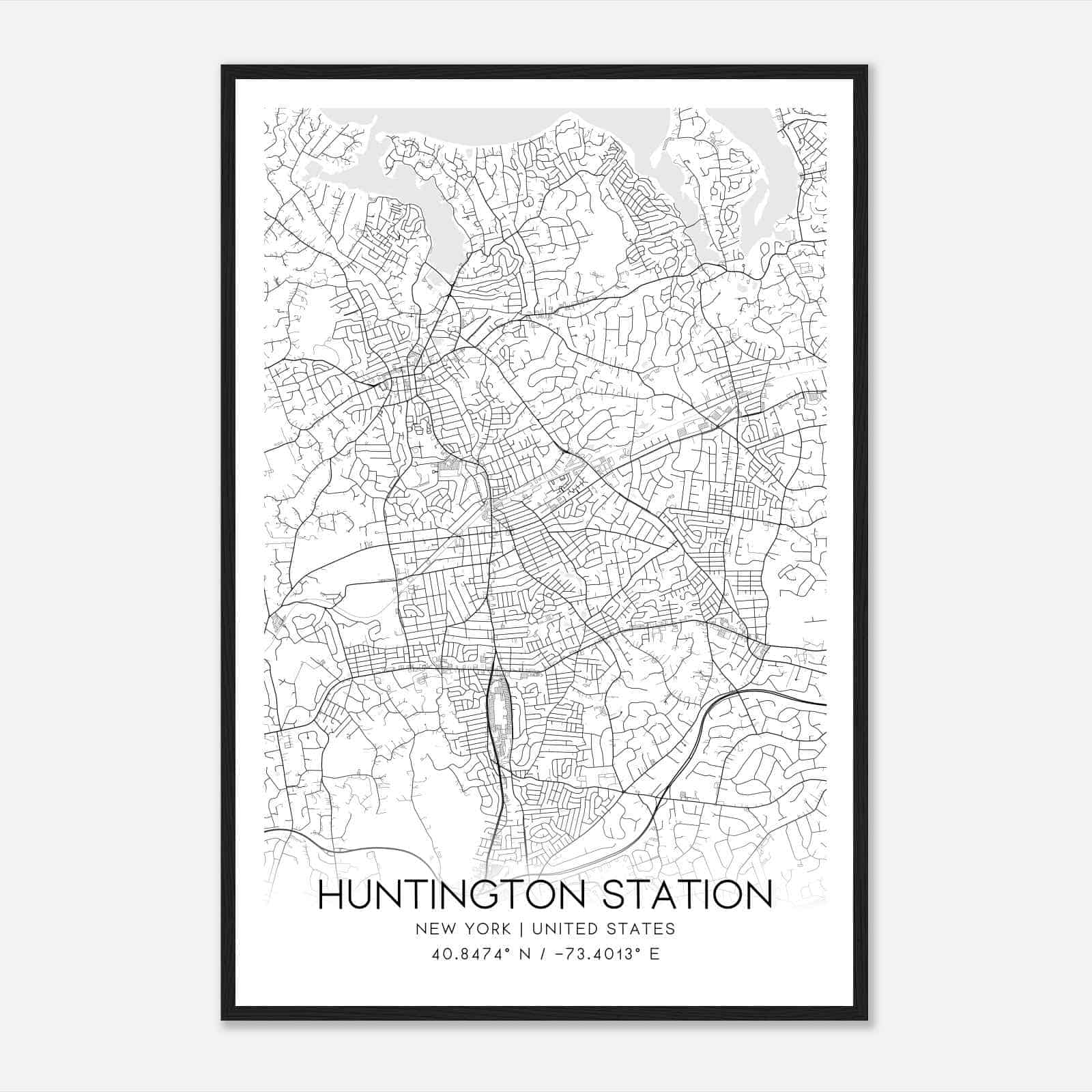 Huntington Station New York Map Poster, Modern Home Decor Wall Art Print