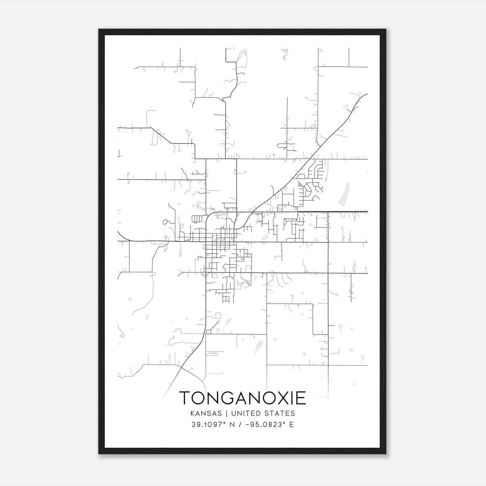 Tonganoxie Kansas Map Poster, Modern Home Decor Wall Art Print Tonganoxie Kansas Map Poster, Modern Home Decor Wall Art Print