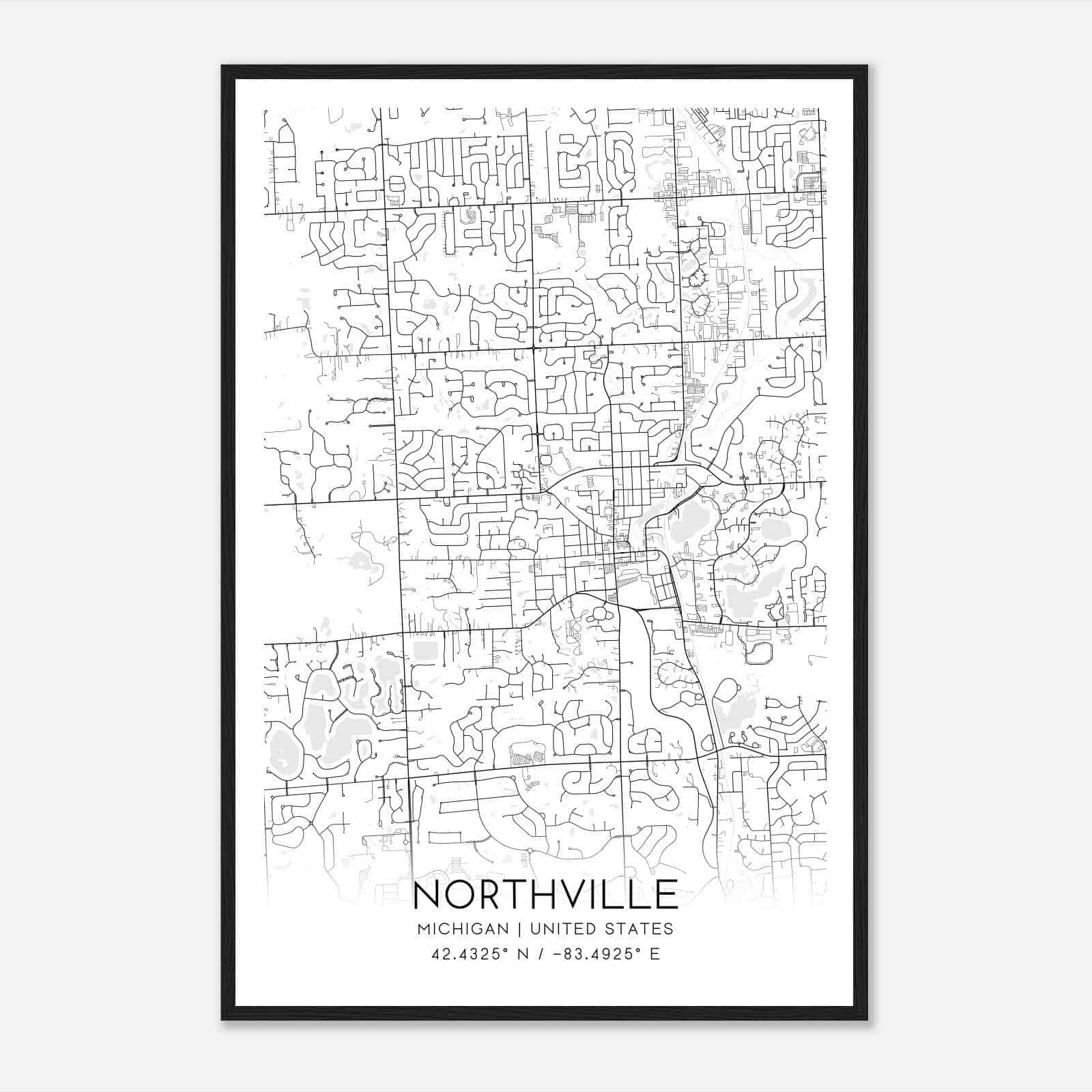 Northville Michigan Map Poster, Modern Home Decor Wall Art Print