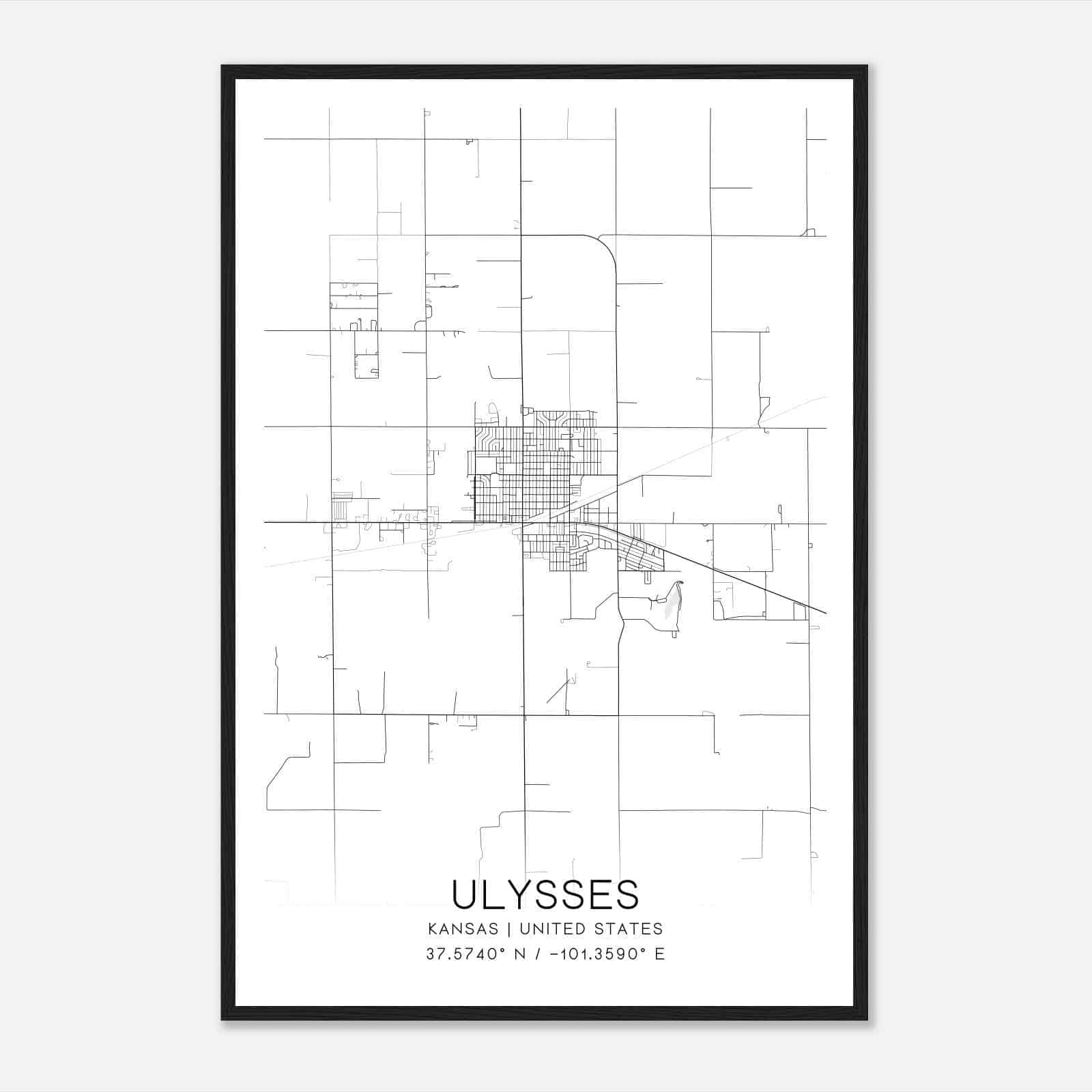 Ulysses Kansas Map Poster, Modern Home Decor Wall Art Print Ulysses Kansas Map Poster, Modern Home Decor Wall Art Print