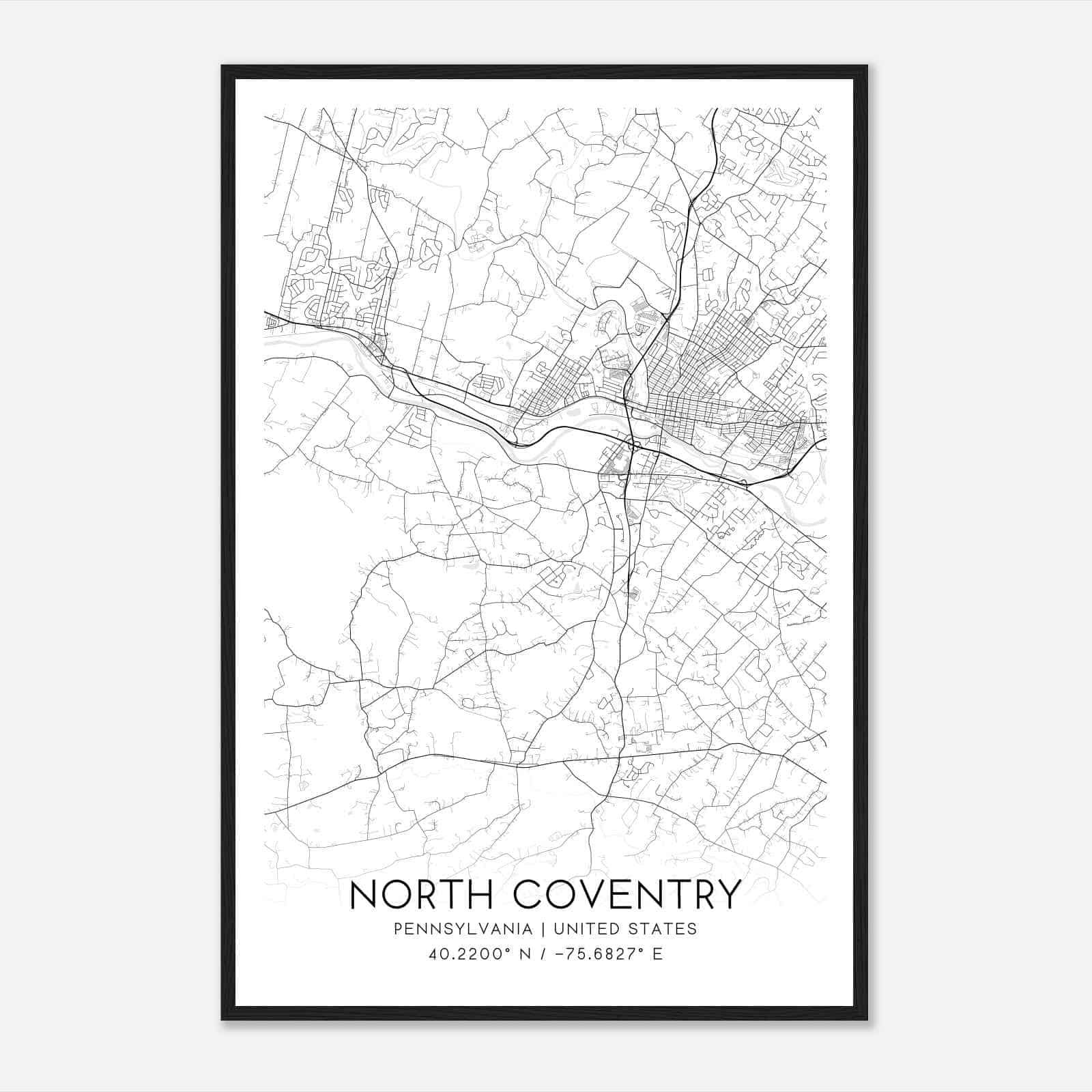 North Coventry Pennsylvania Map Poster, Modern Home Decor Wall Art Print North Coventry Pennsylvania Map Poster, Modern Home Decor Wall Art Print