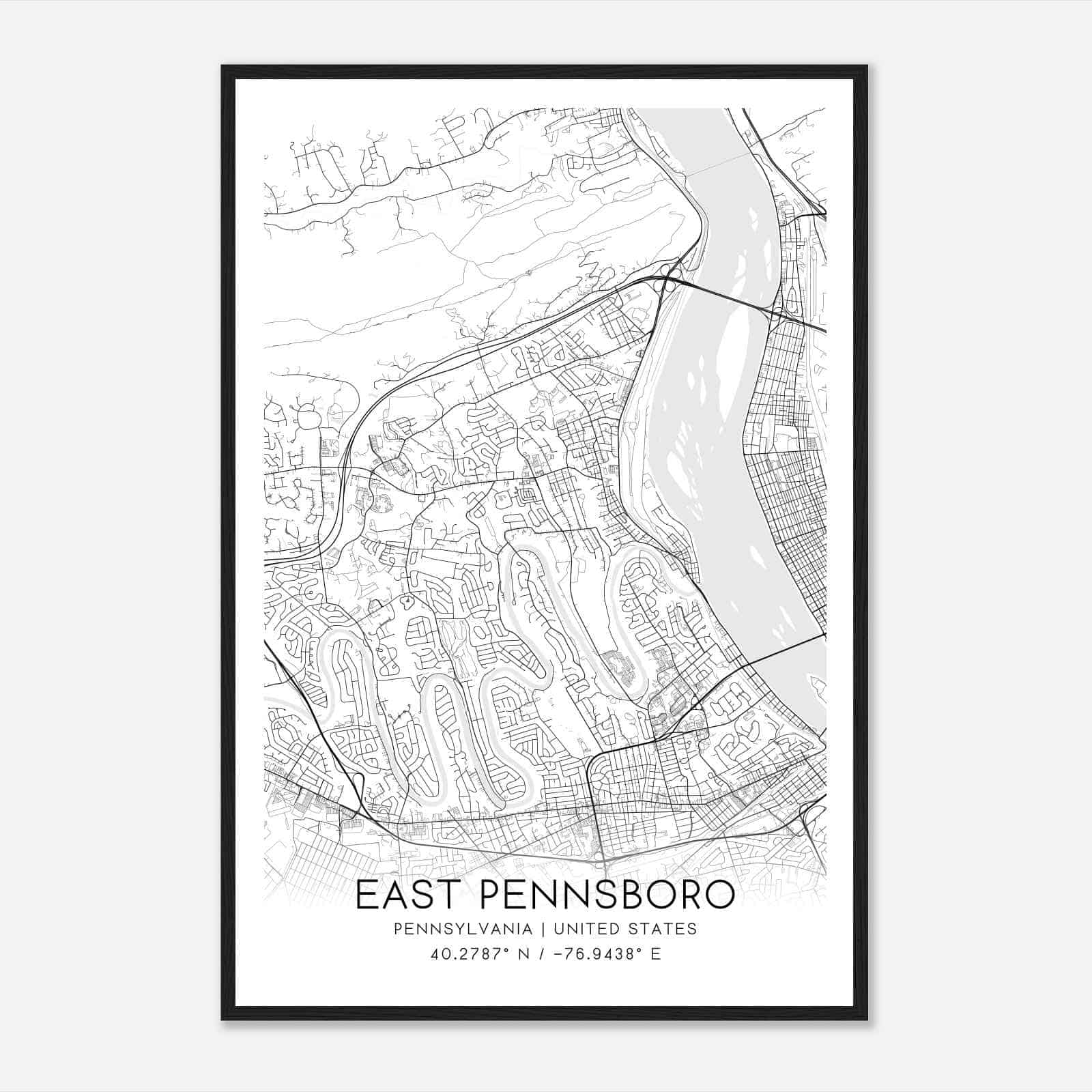 East Pennsboro Pennsylvania Map Poster, Modern Home Decor Wall Art Print